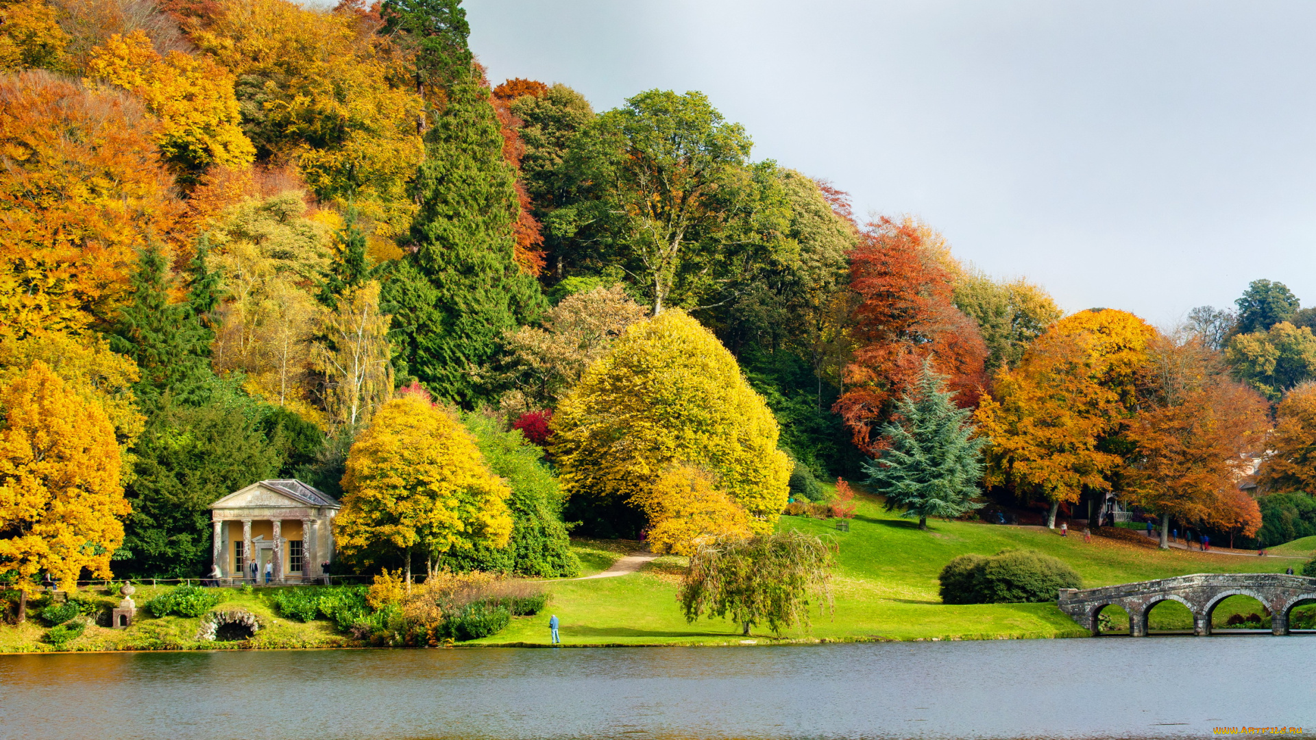 stourhead, gardens, , , wiltshire, , england, природа, парк, gardens, stourhead, река, деревья, england, wiltshire