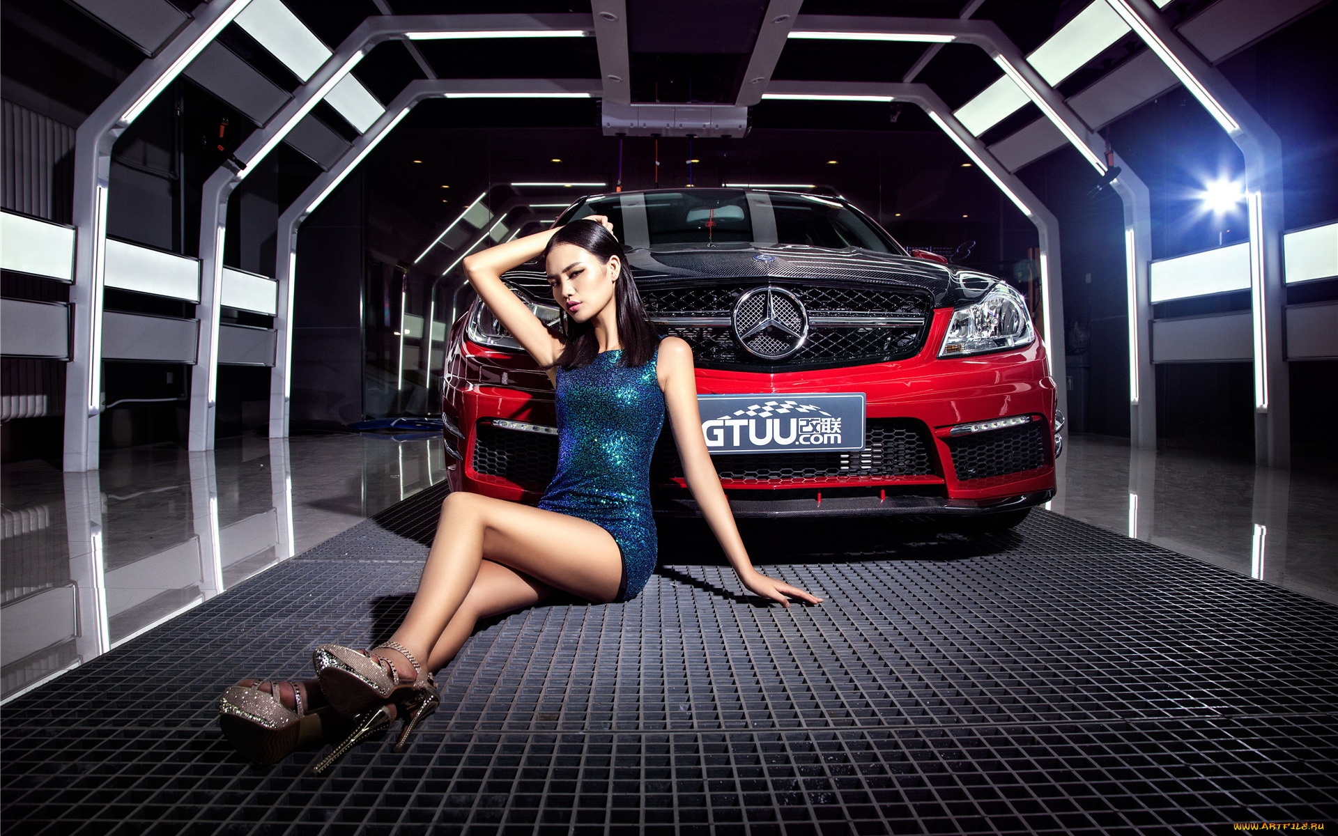 автомобили, авто, с, девушками, азиатка, автомобиль, девушка