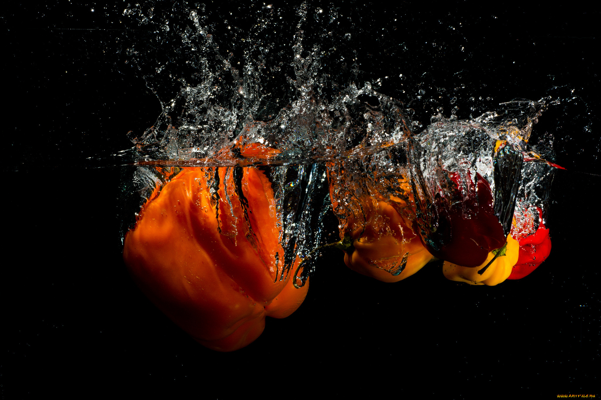 еда, перец, вода, брызги