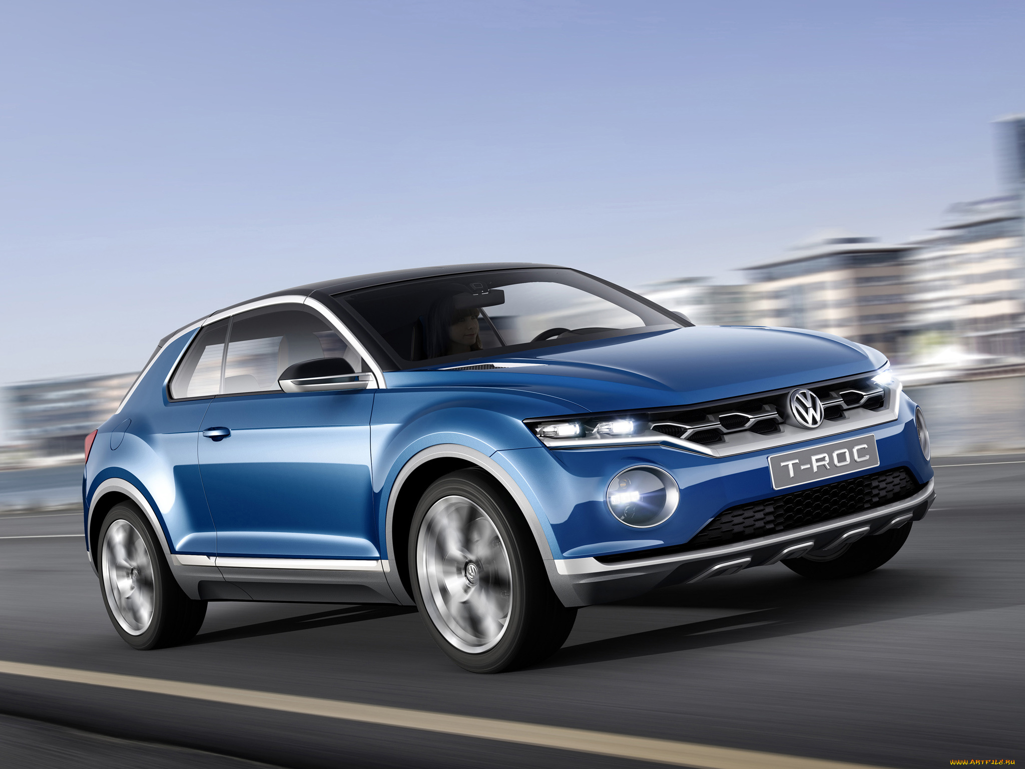 автомобили, volkswagen, t-roc, concept, 2014, синий