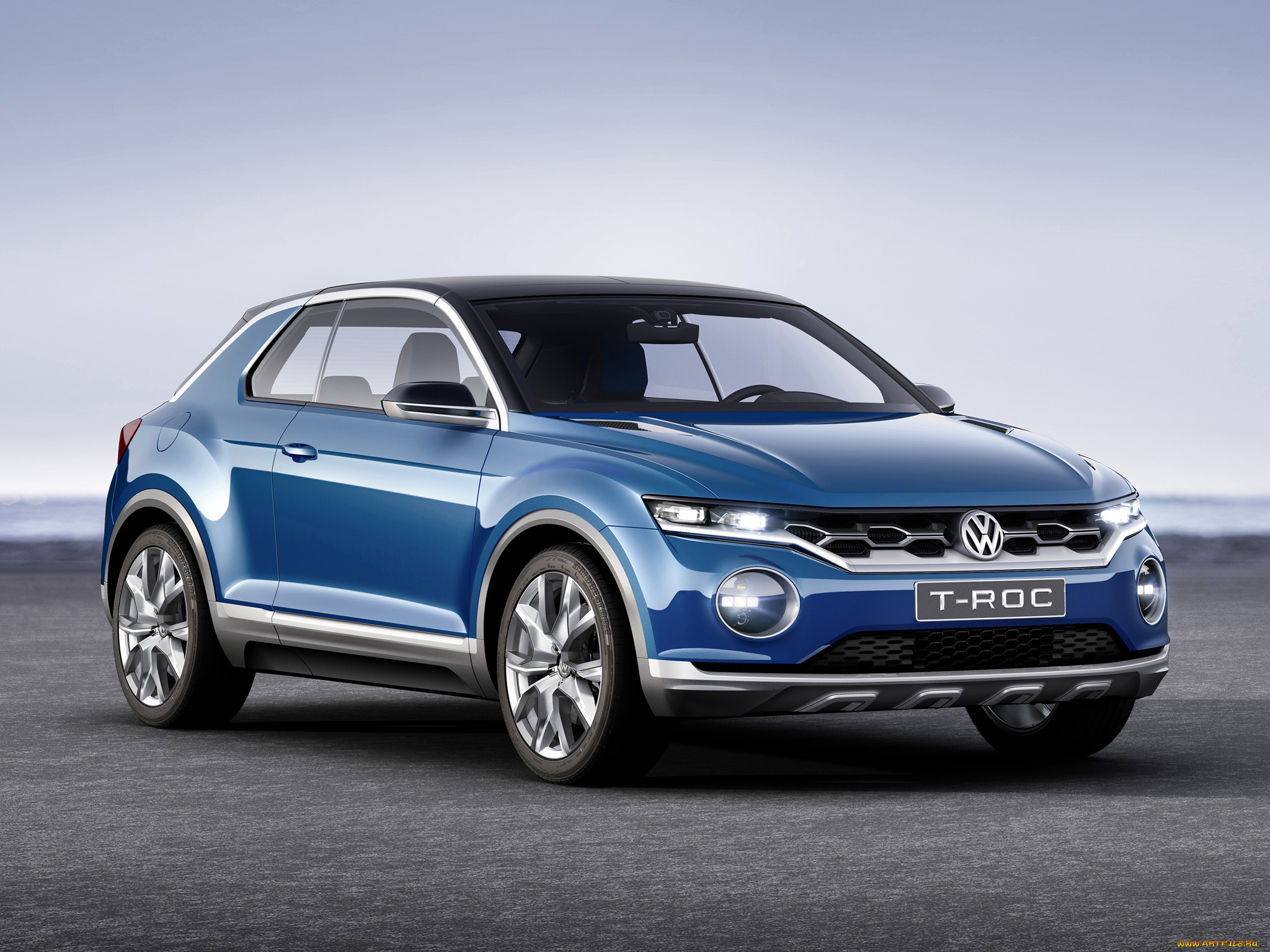 автомобили, volkswagen, t-roc, concept, 2014, синий