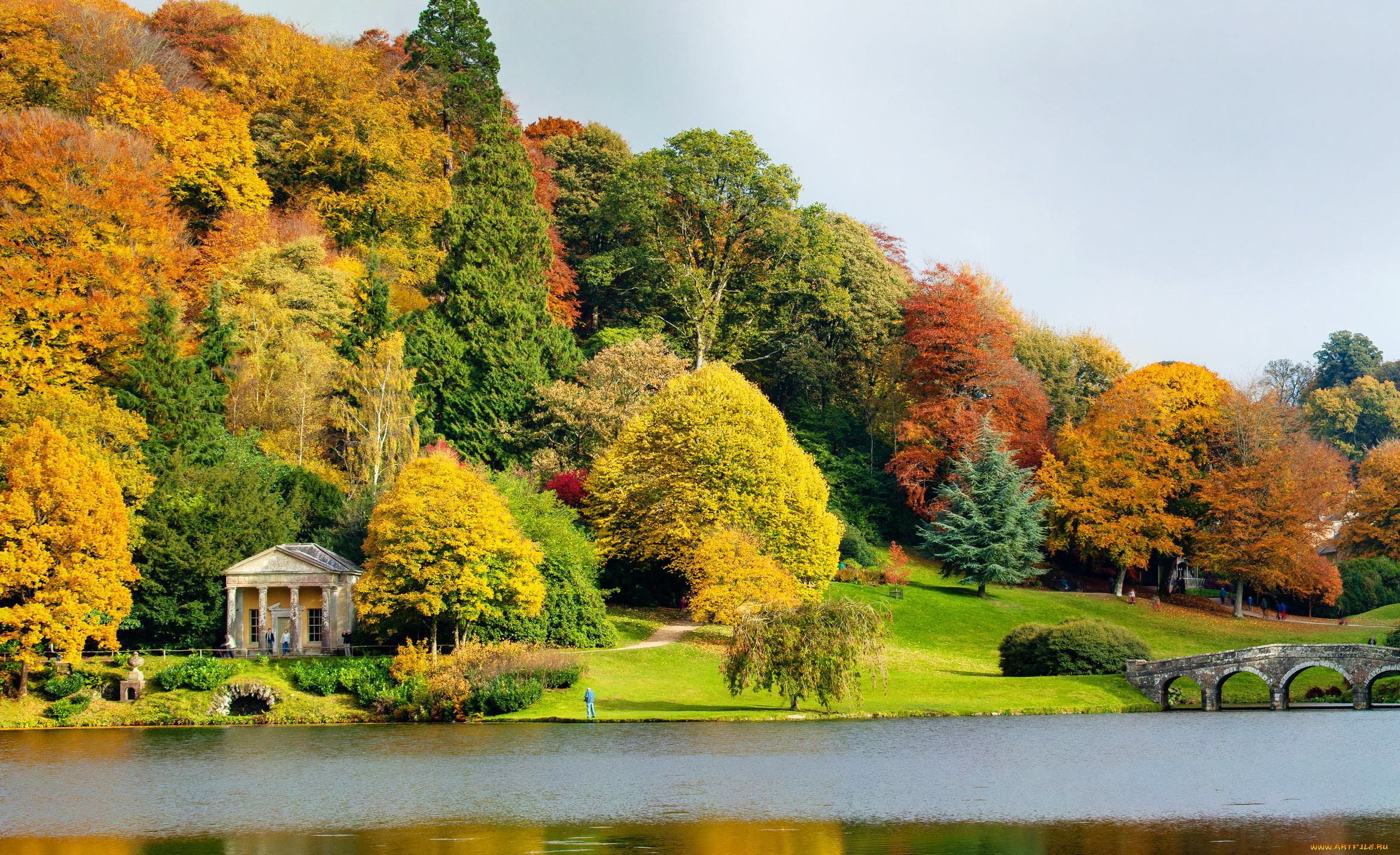 stourhead, gardens, , , wiltshire, , england, природа, парк, gardens, stourhead, река, деревья, england, wiltshire