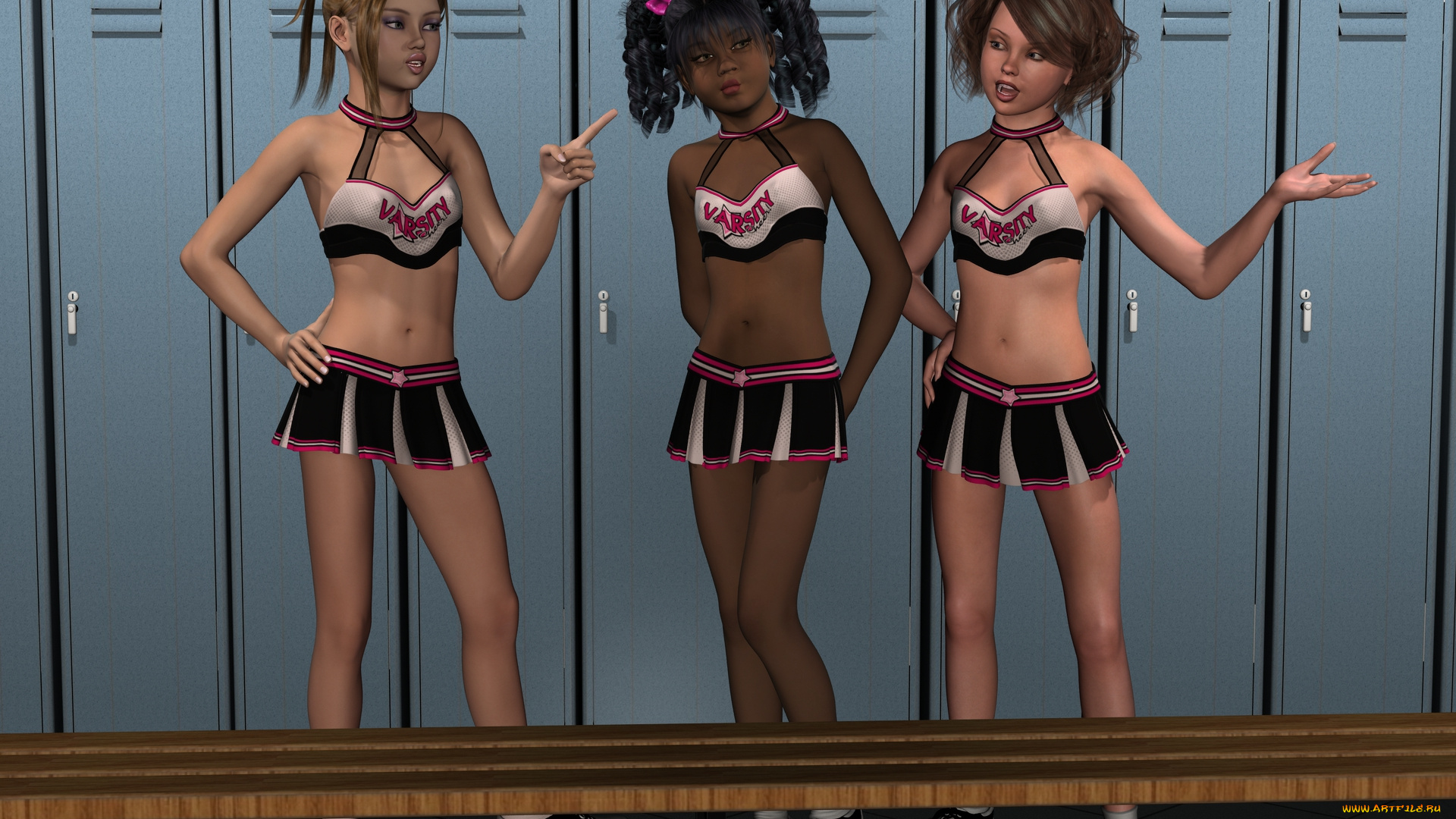 3д, графика, люди, , people, фон, взгляд, девушки, раздевалка