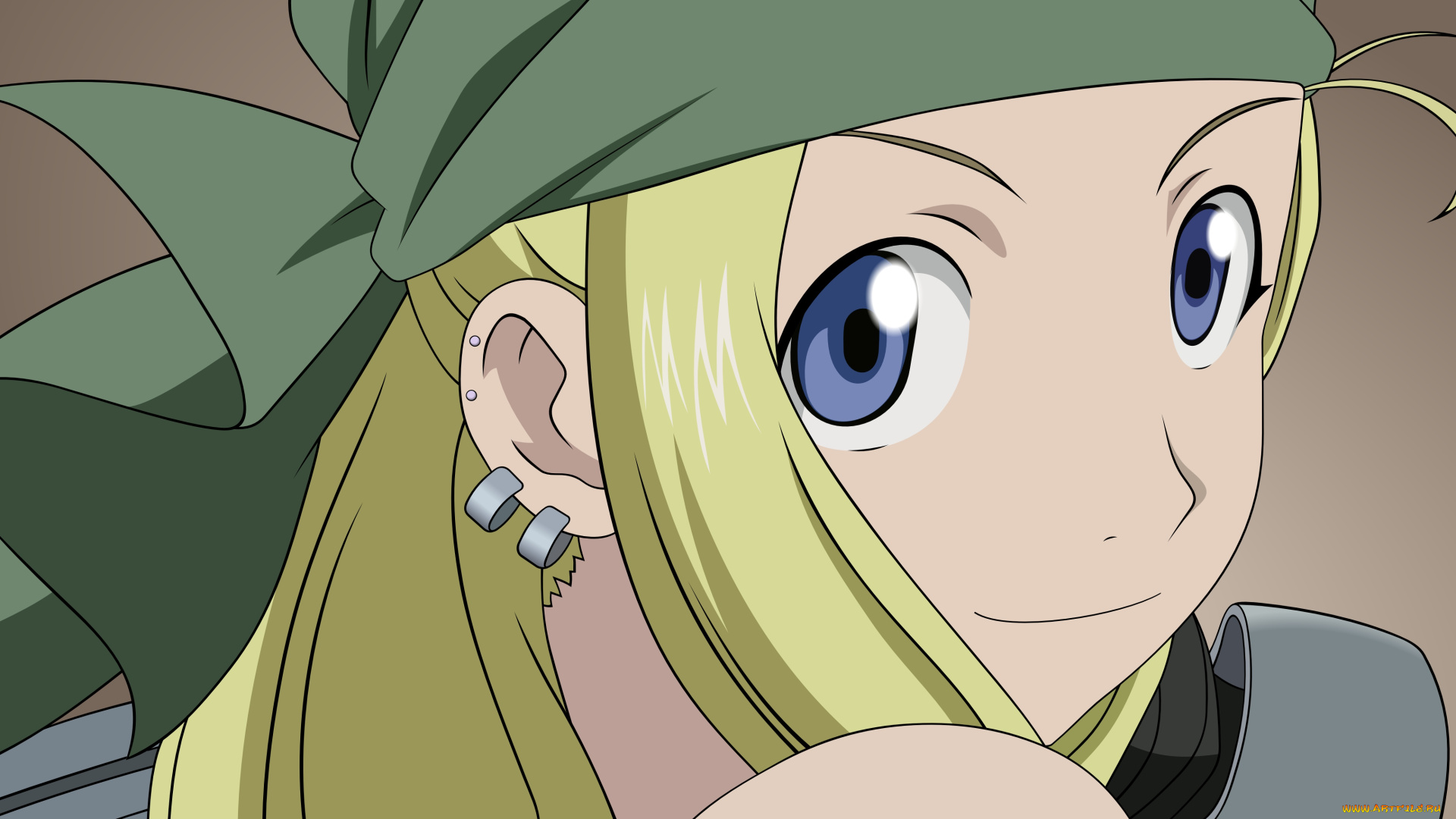 аниме, fullmetal, alchemist, бандана, лицо, fullmetal, alchemist, winry, rockbell, взгляд