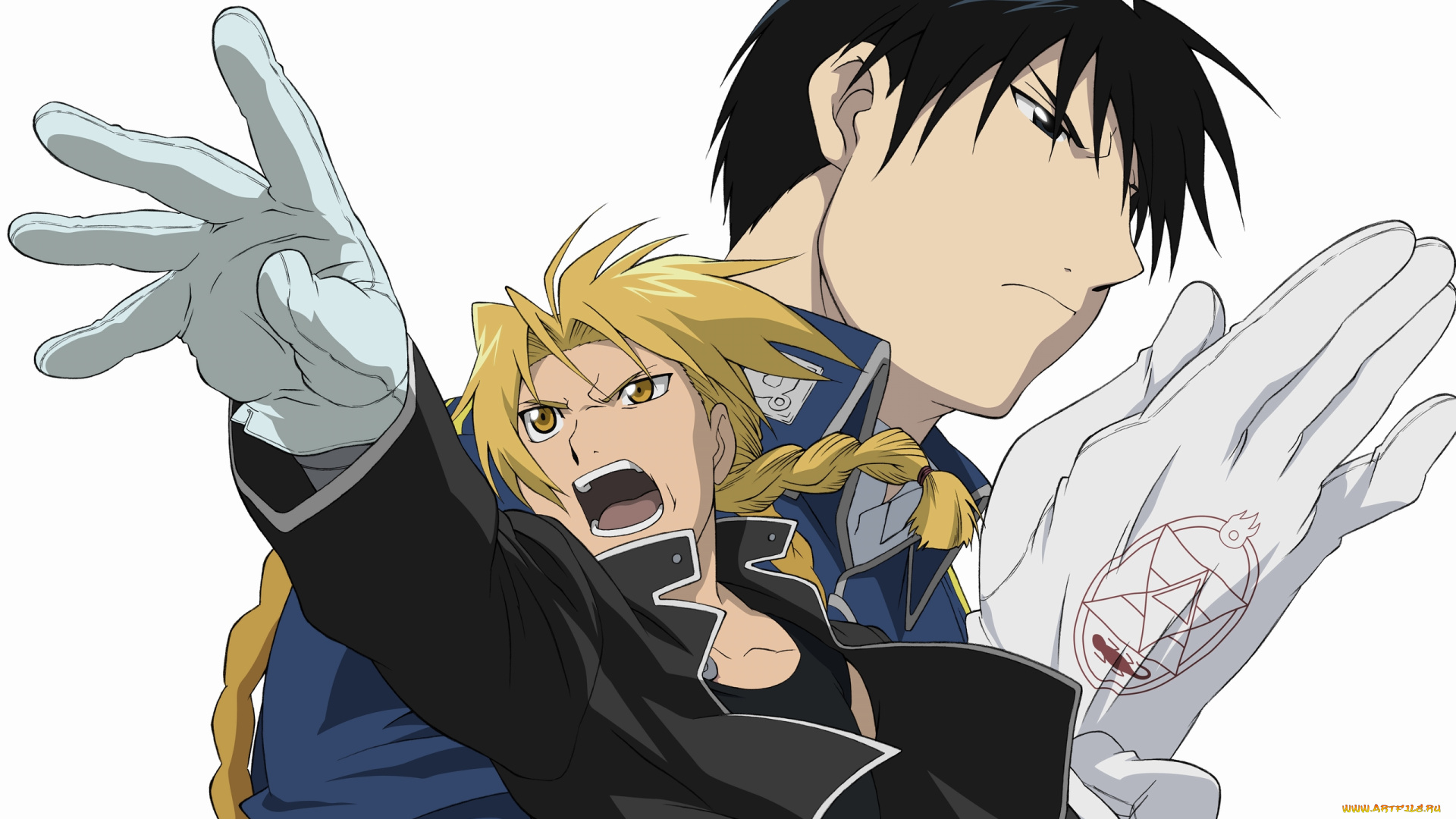 аниме, fullmetal, alchemist, блондин, брюнет, fullmetal, alchemist, парни, roy, mustang, edward, elric