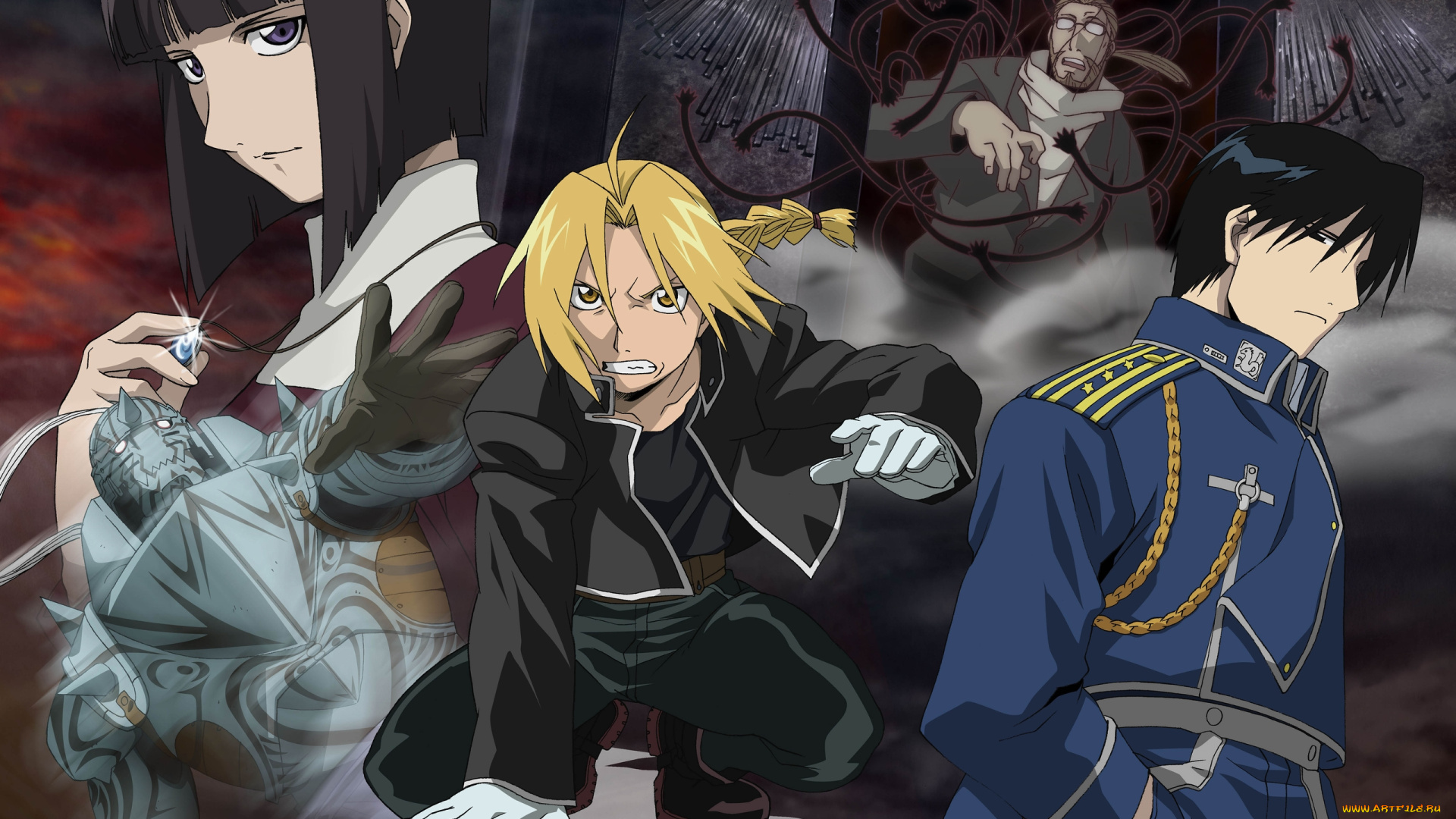 аниме, fullmetal, alchemist, edward, elric, alphonse, fullmetal, alchemist, персонажи, roy, mustang, lyra