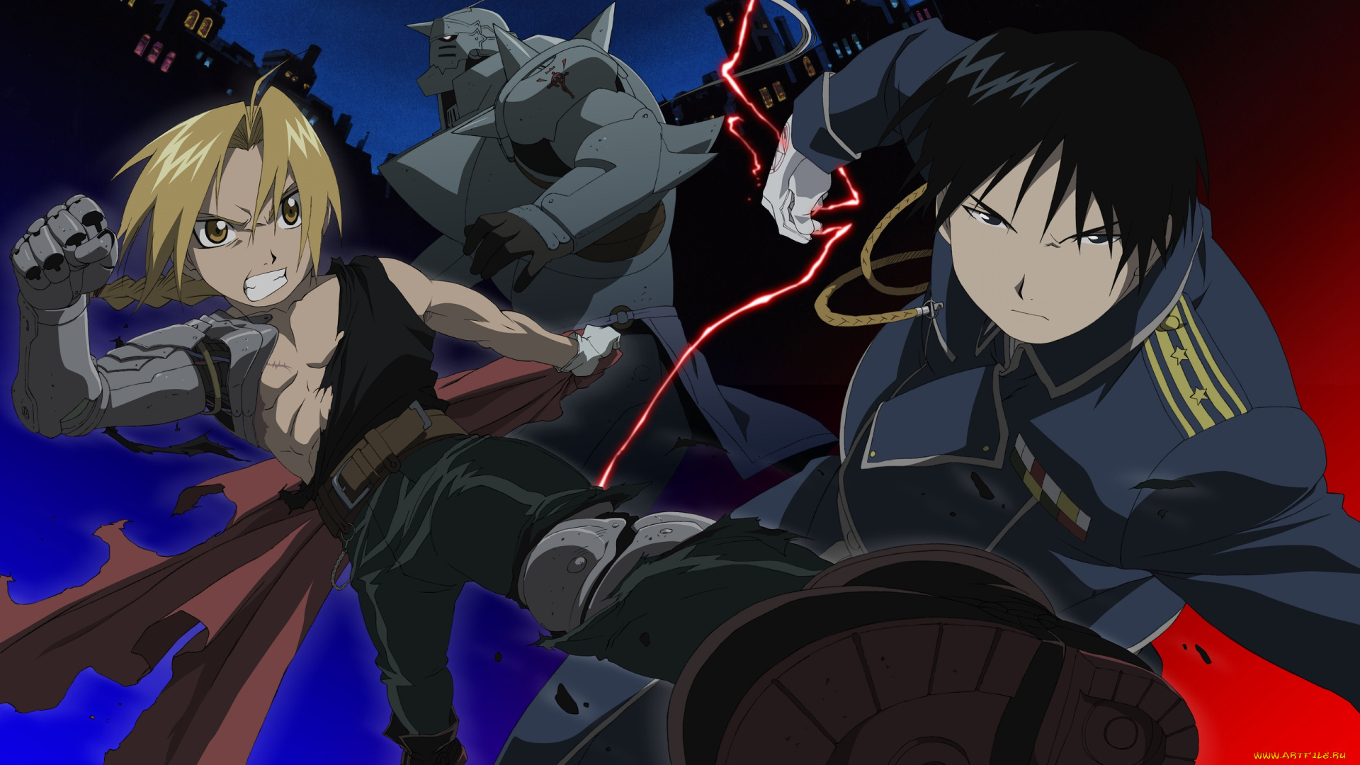аниме, fullmetal, alchemist, fullmetal, alchemist, roy, mustang, edward, elric, alphonse, парни