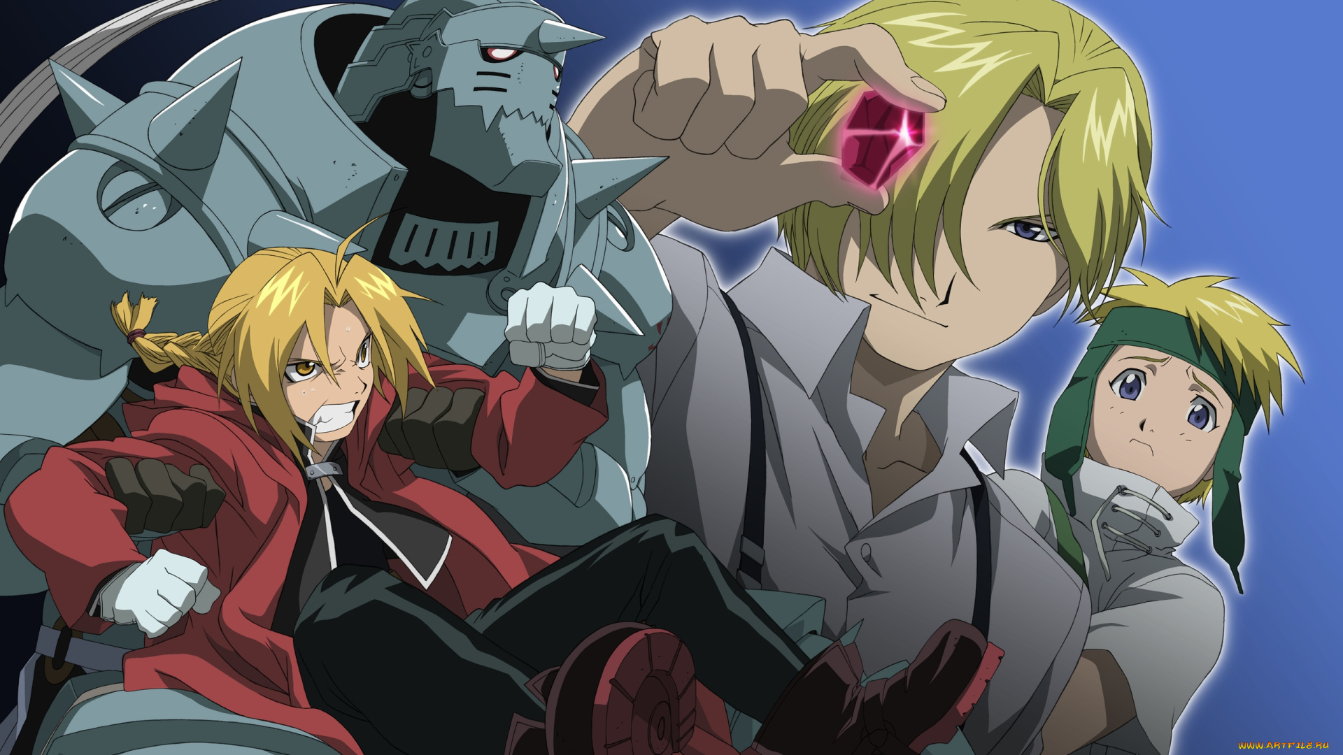 аниме, fullmetal, alchemist, кристалл, блондин, парень, edward, elric, alphonse, fullmetal, alchemist