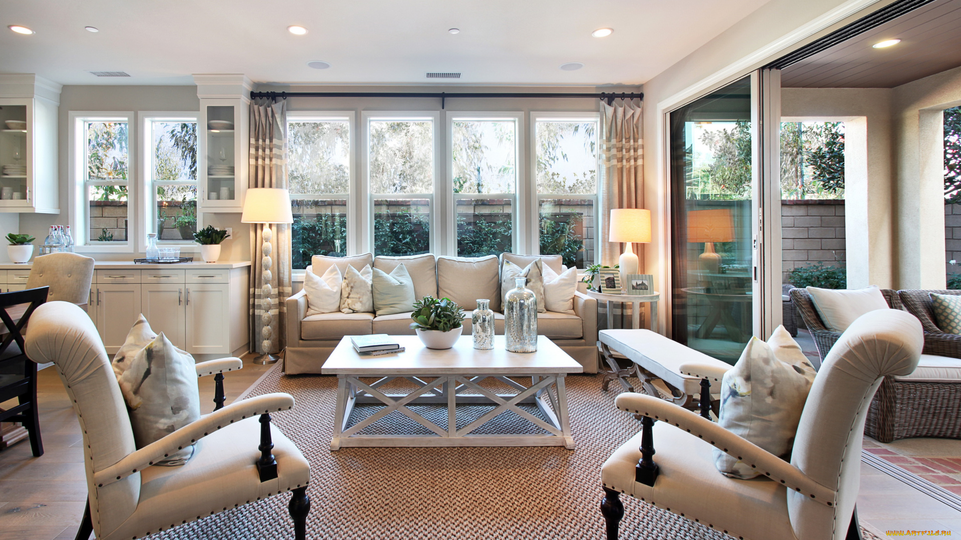 интерьер, гостиная, стол, кресло, диван, дизайн