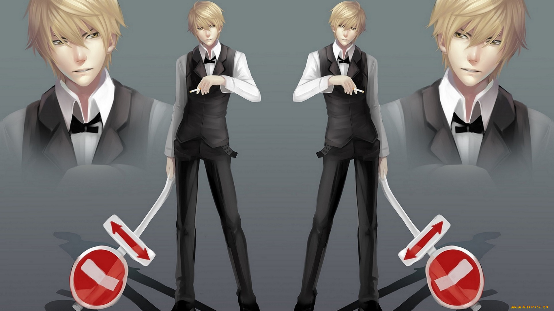 рисованное, -, , , аниме, дюрара, блондин, знак, шизуо, хейваджима, парень