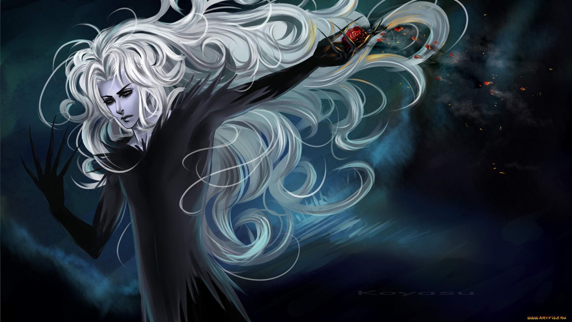 рисованное, -, , , аниме, когти, волосы, кровь, парень