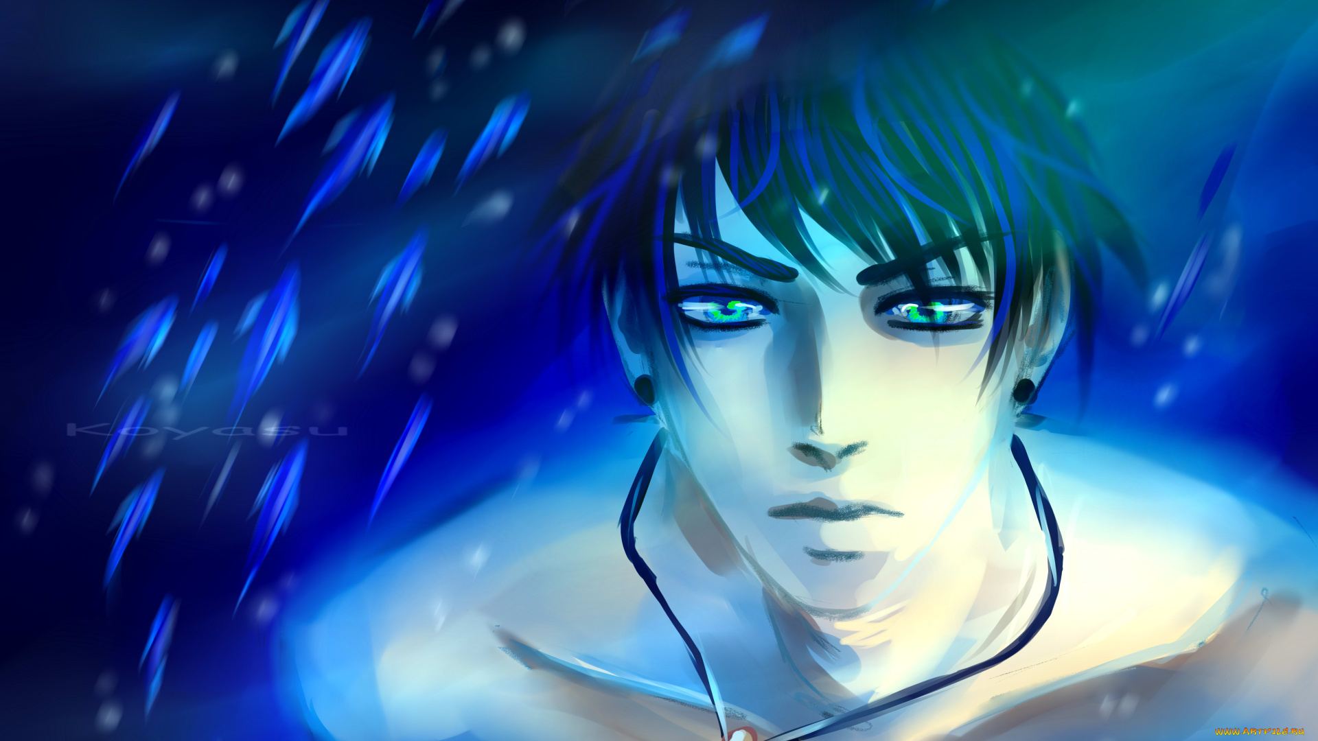 рисованное, -, , , аниме, взгляд, парень, лицо