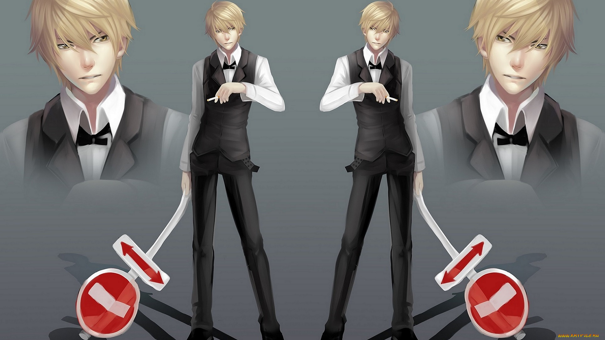 рисованное, -, , , аниме, дюрара, блондин, знак, шизуо, хейваджима, парень