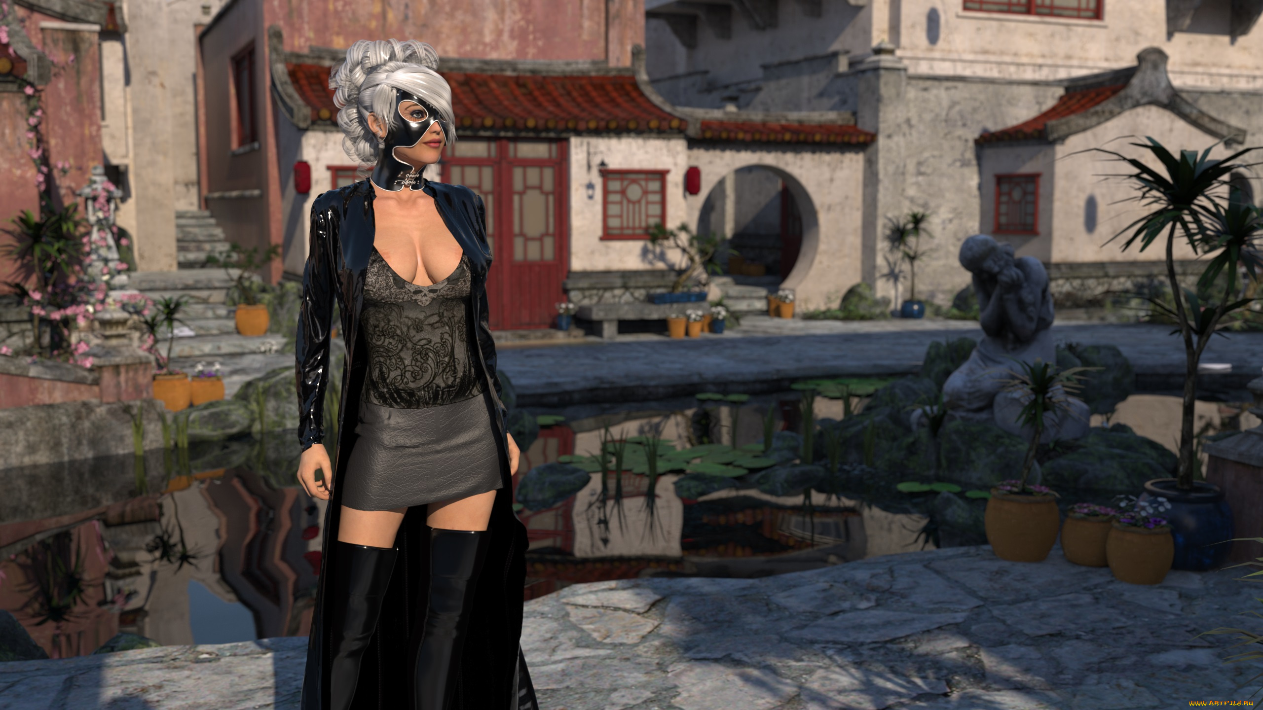 3д, графика, люди, , people, маска, фон, взгляд, девушка