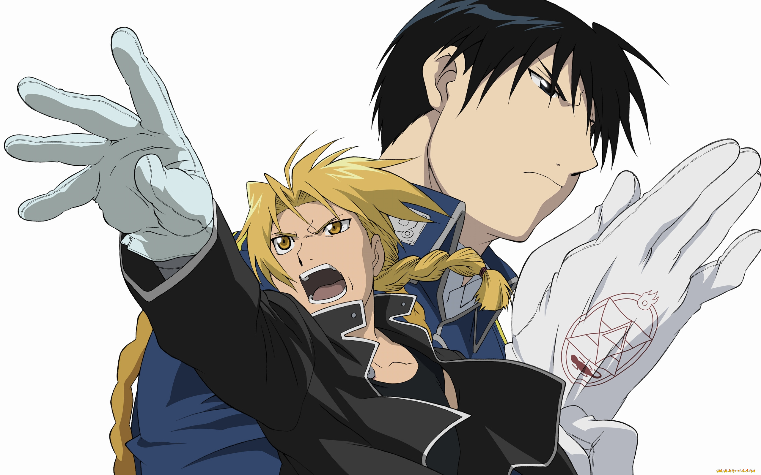 аниме, fullmetal, alchemist, блондин, брюнет, fullmetal, alchemist, парни, roy, mustang, edward, elric