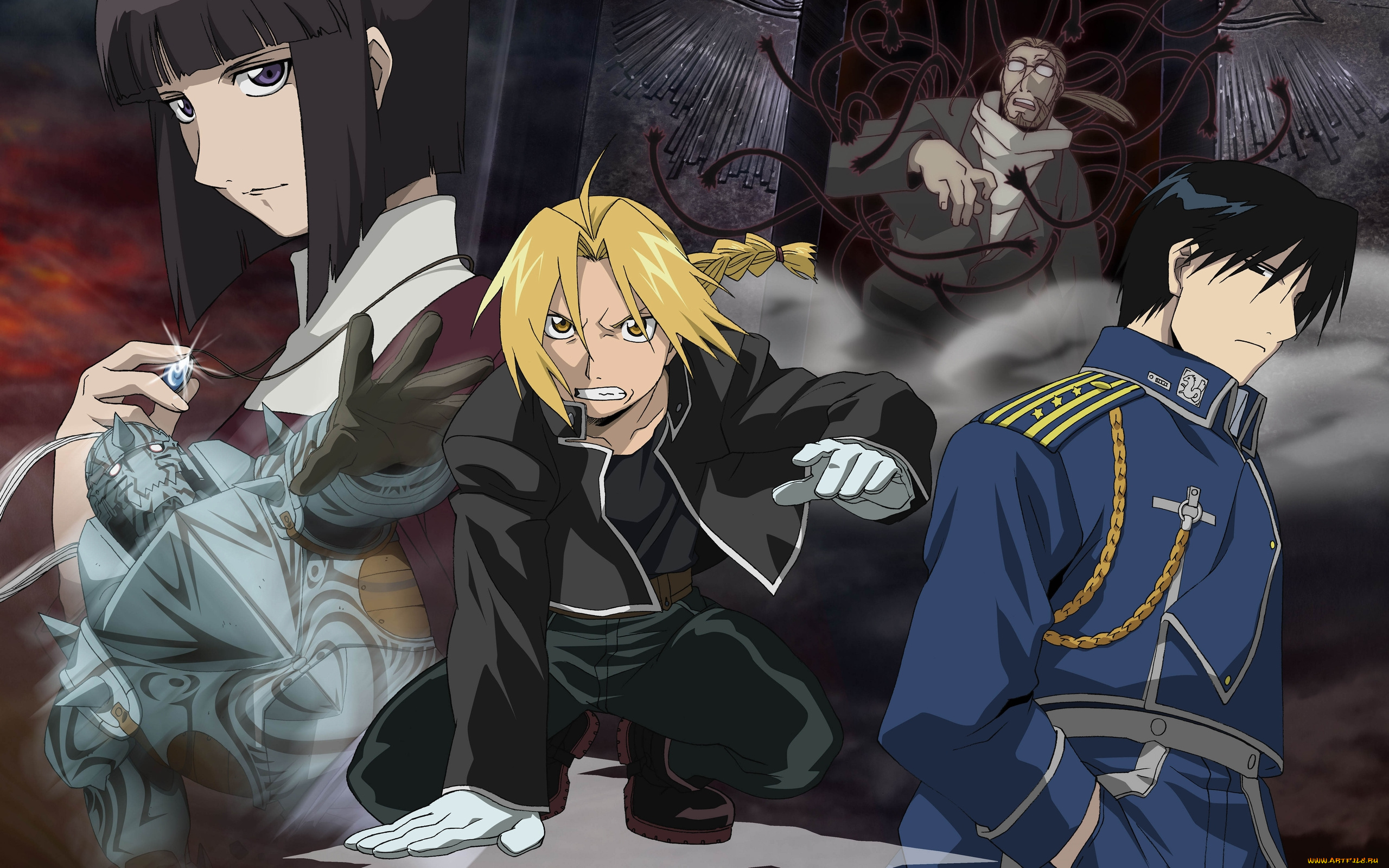 аниме, fullmetal, alchemist, edward, elric, alphonse, fullmetal, alchemist, персонажи, roy, mustang, lyra