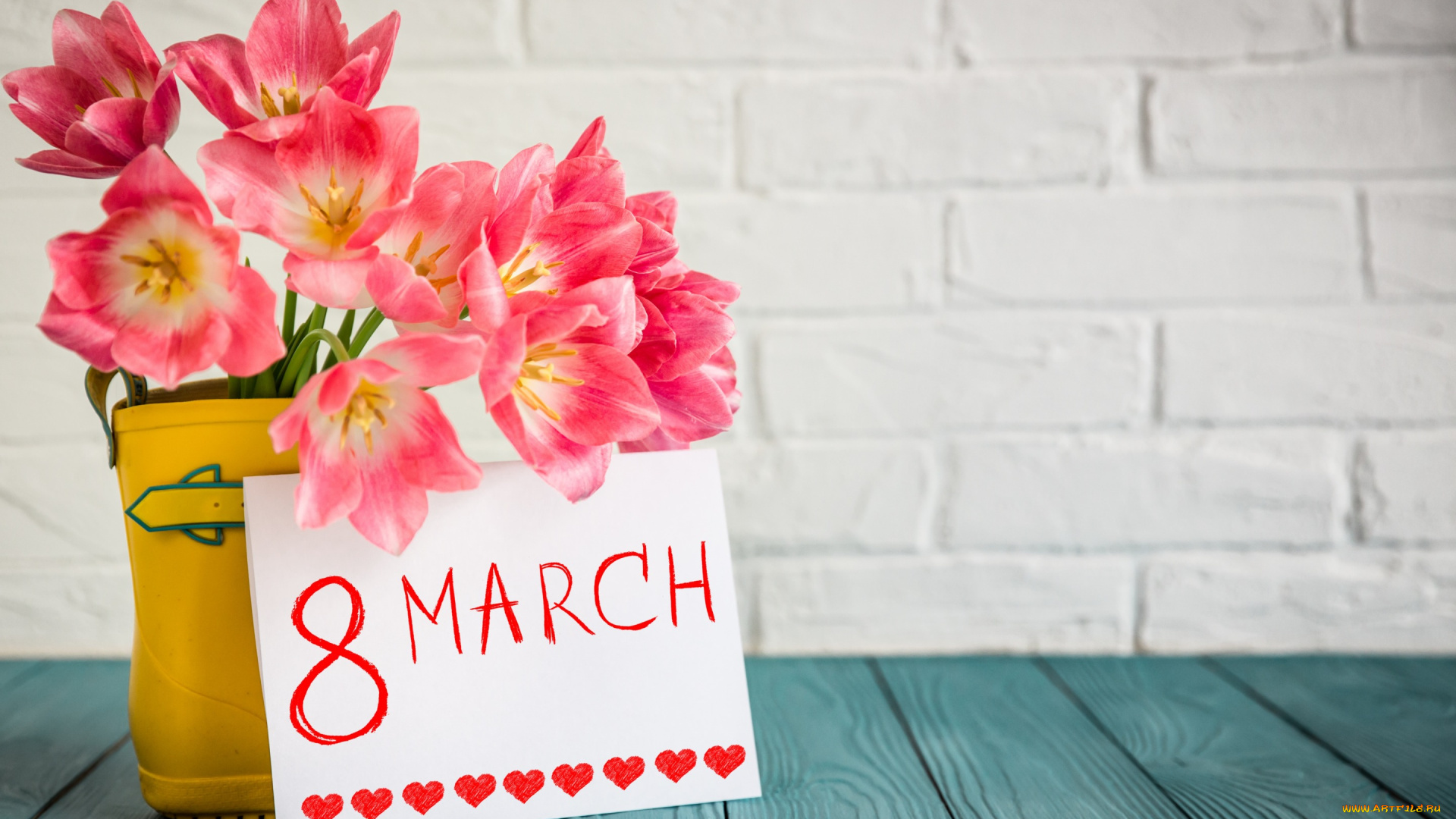 праздничные, международный, женский, день, -, 8, марта, праздник, весны, тюльпаны, открытка, 8, марта, букет