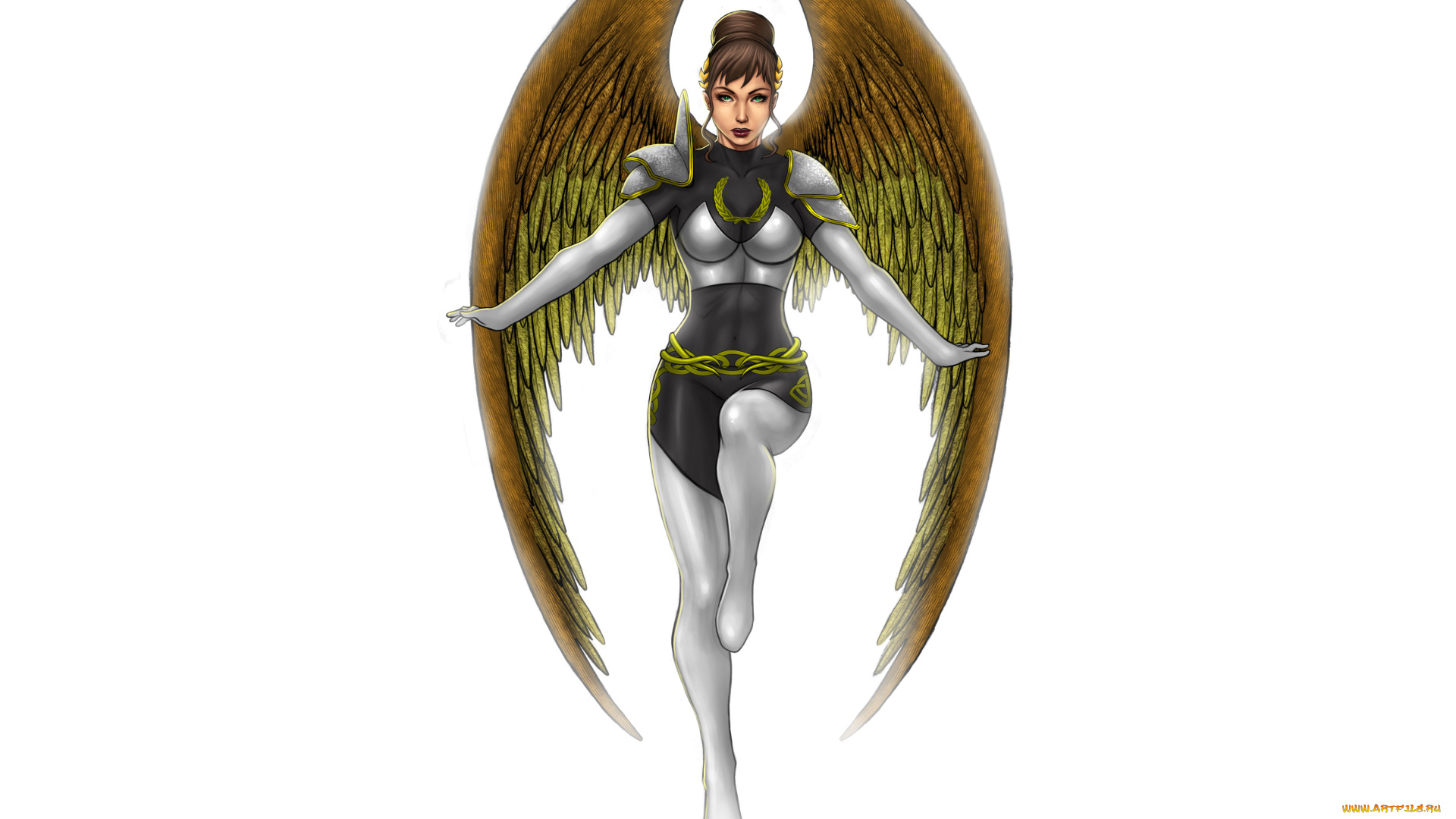 рисованное, комиксы, крылья, взгляд, фон, девушка