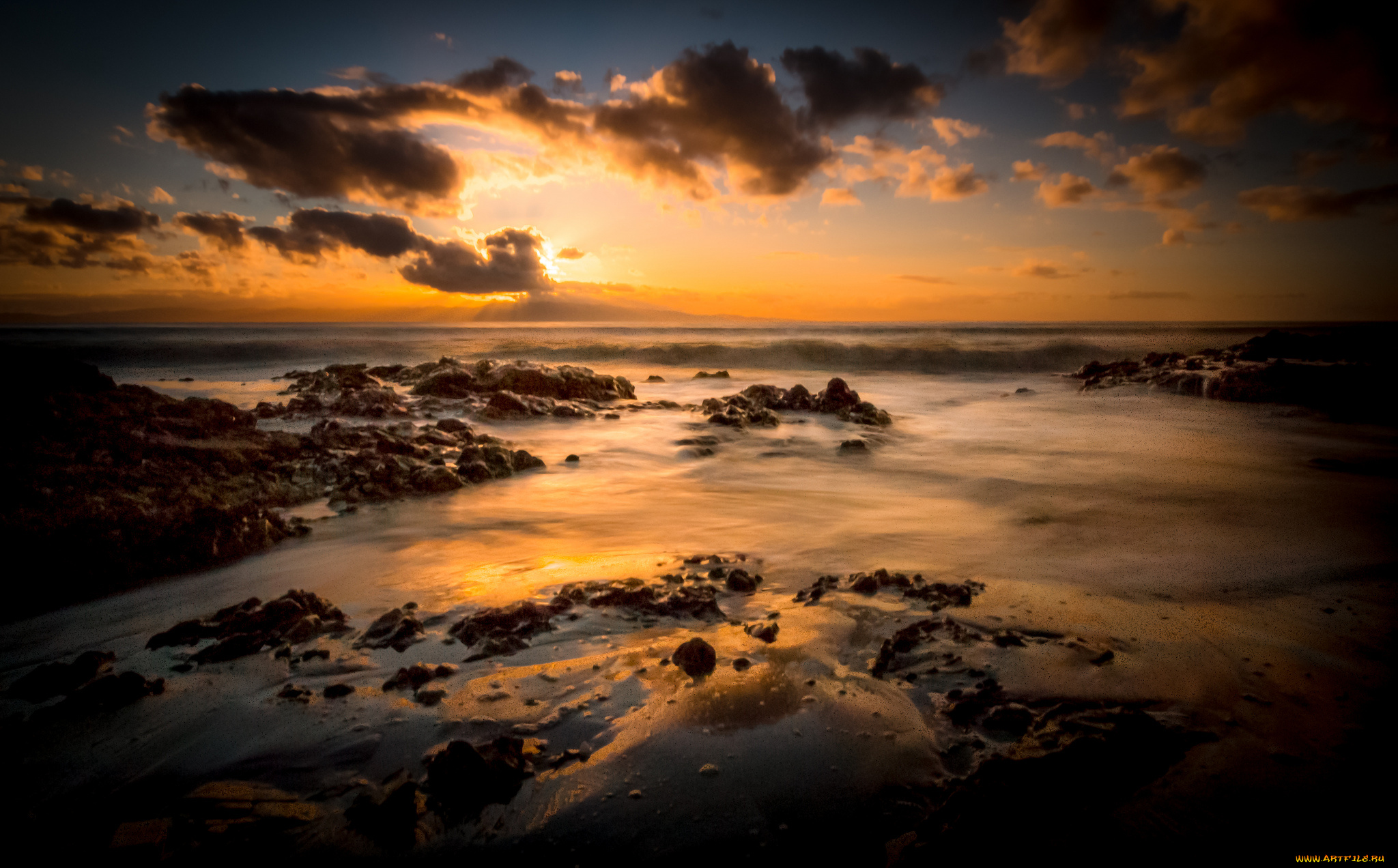 природа, побережье, рассвет