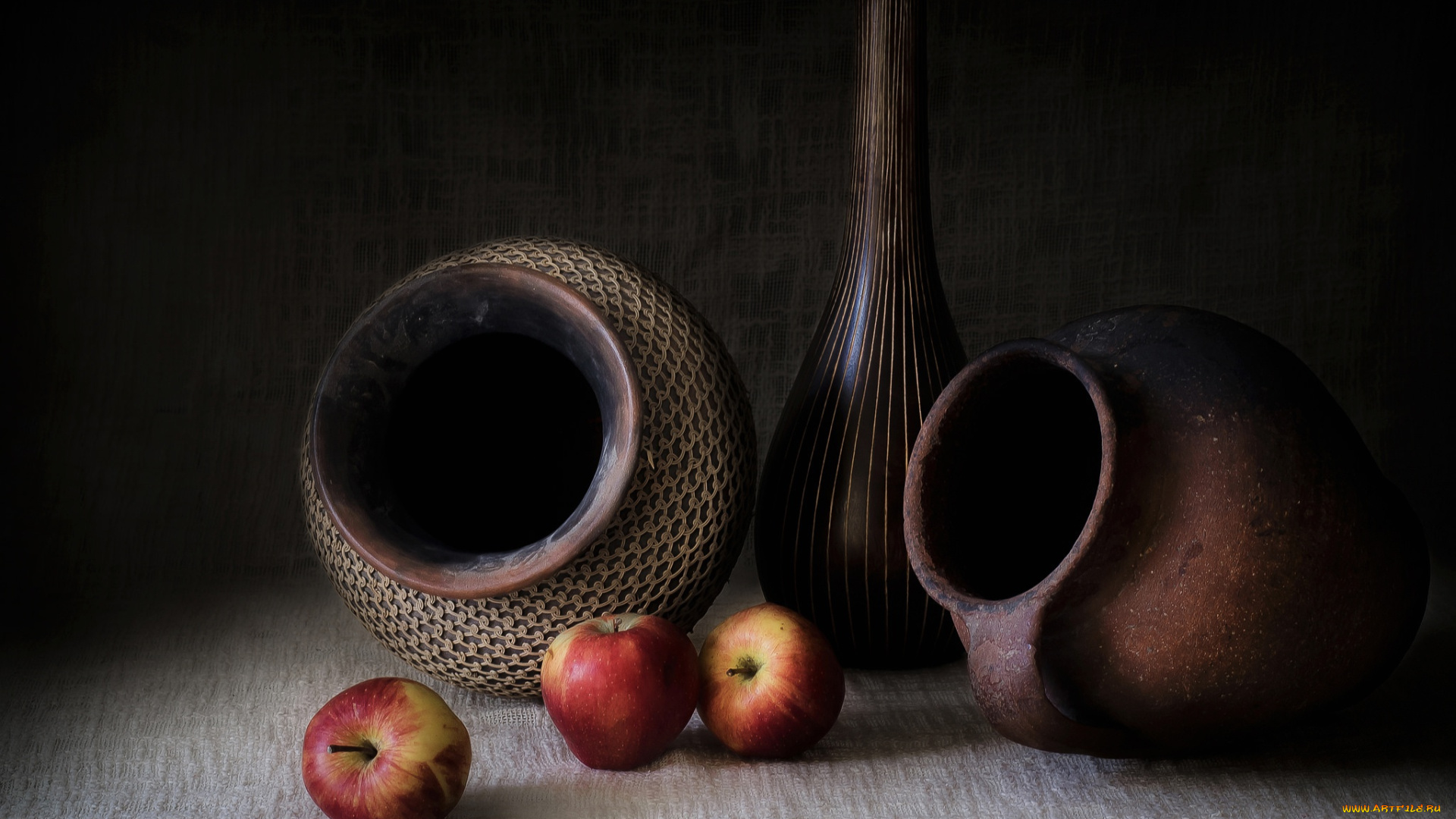 еда, натюрморт, яблоки, кувшин