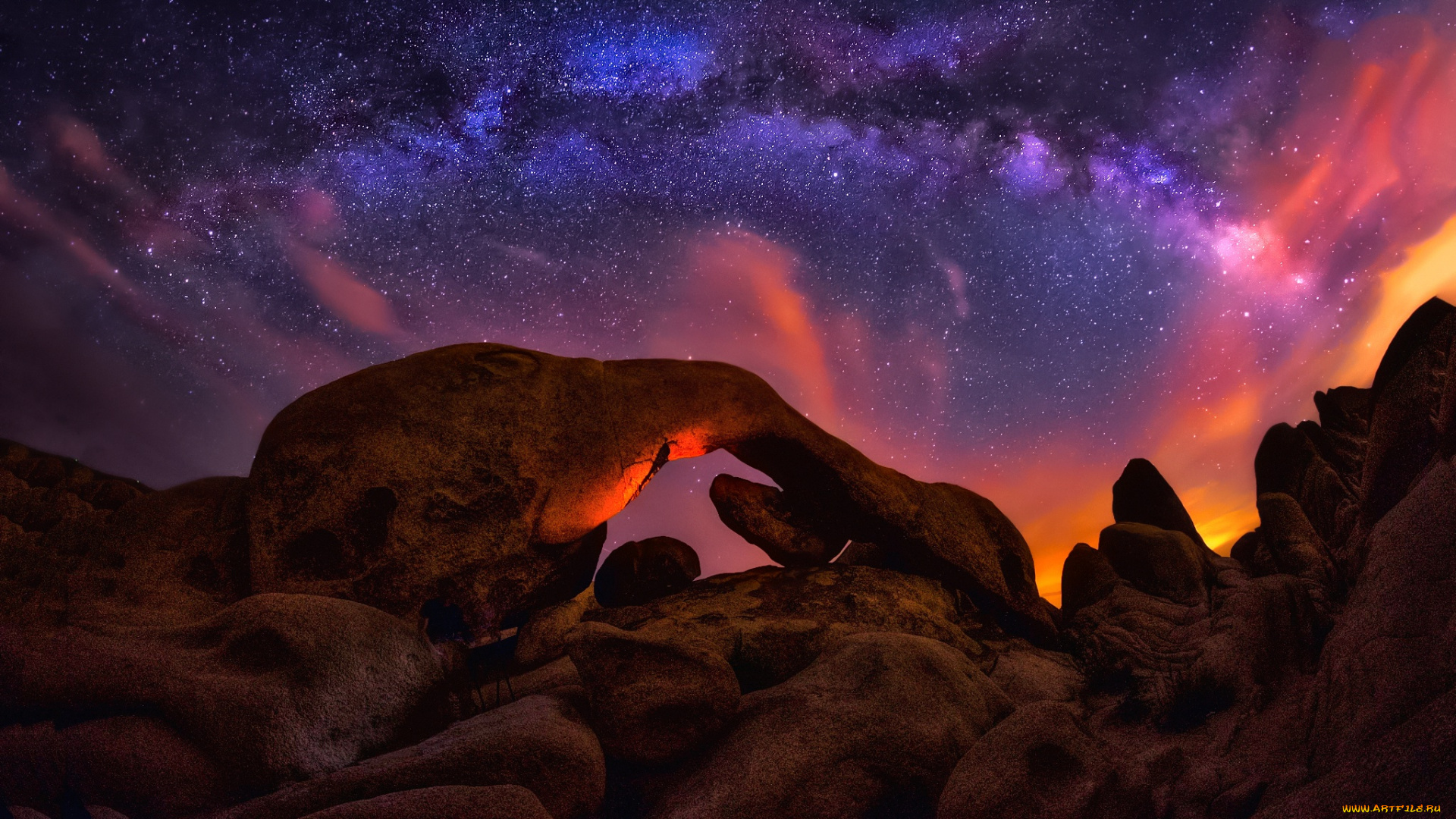 природа, восходы, закаты, камни, свет, млечный, путь, ночь, облака, небо, скалы, звезды