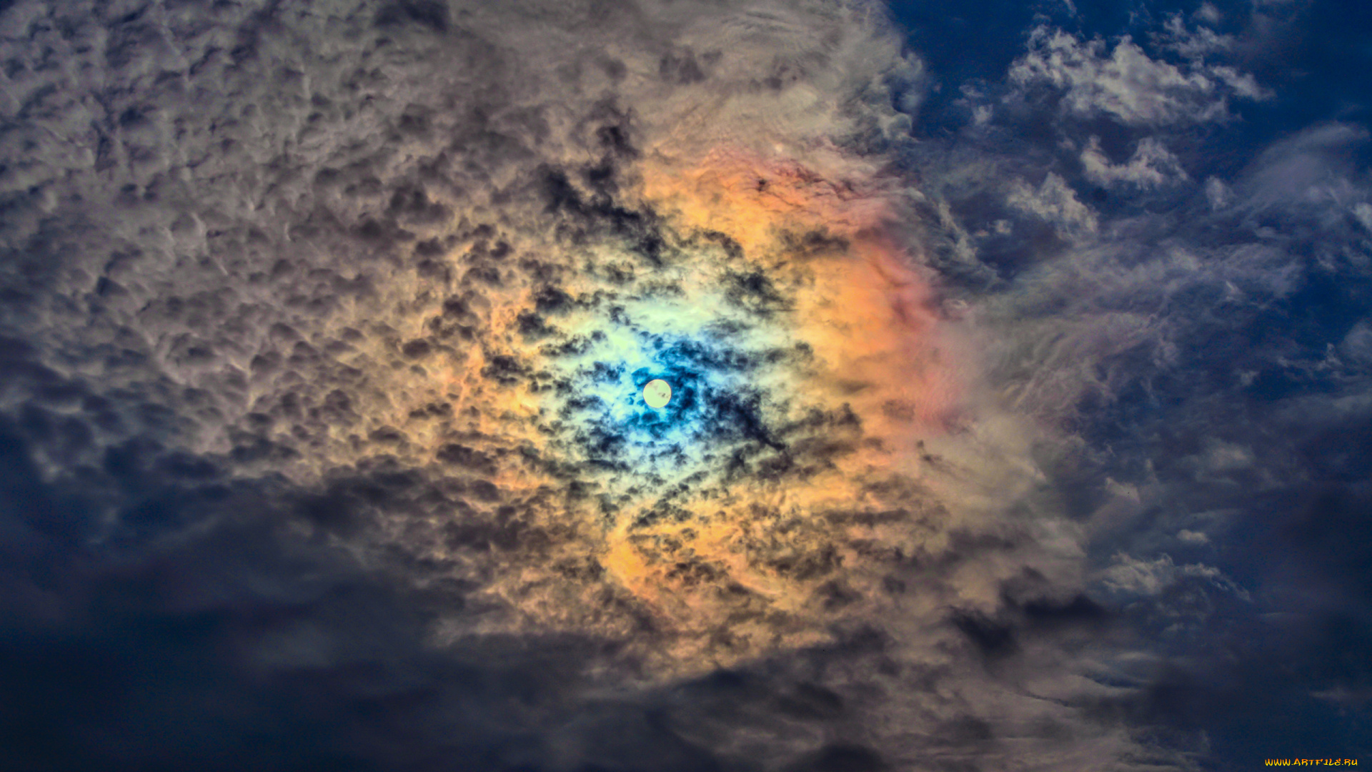 солнечное, гало, природа, облака, солнце, гало, небо, радуга, пейзаж