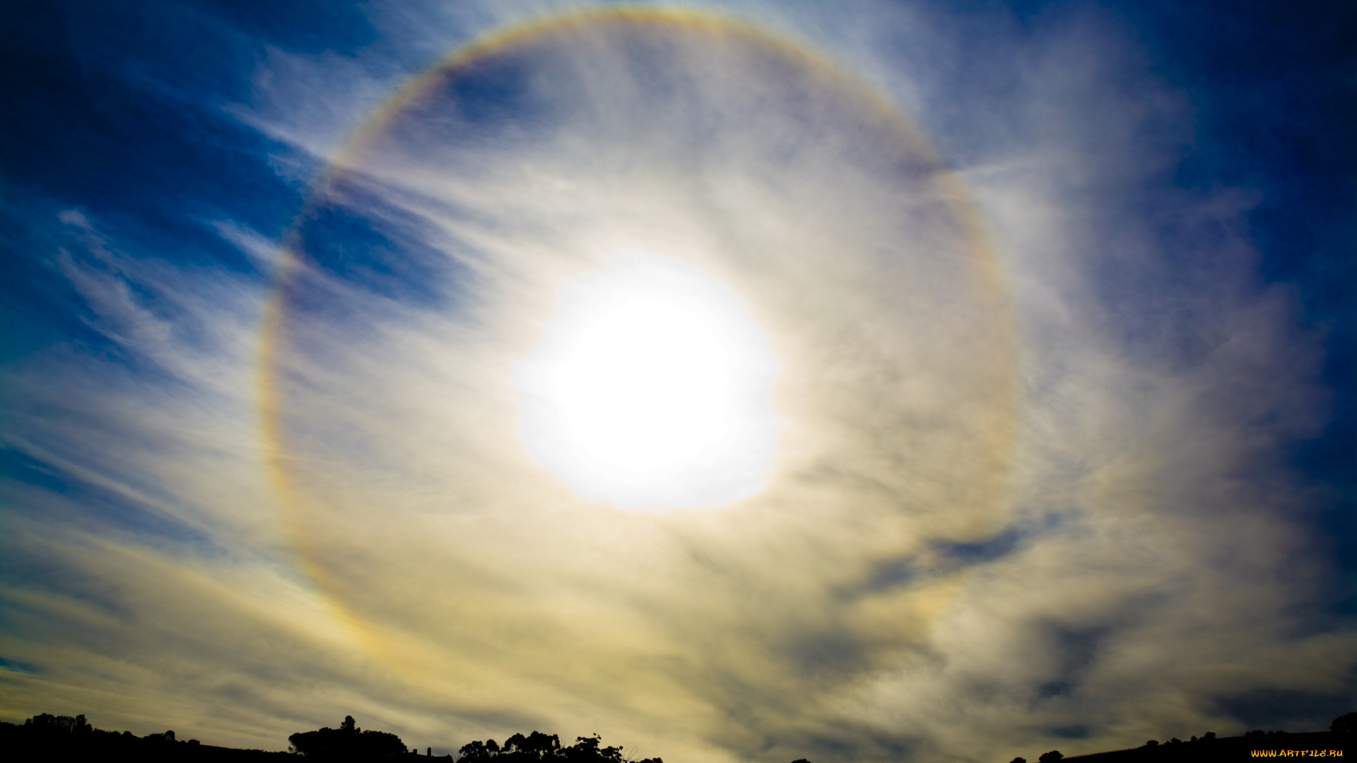солнечное, гало, природа, облака, солнце, гало, небо, радуга, пейзаж
