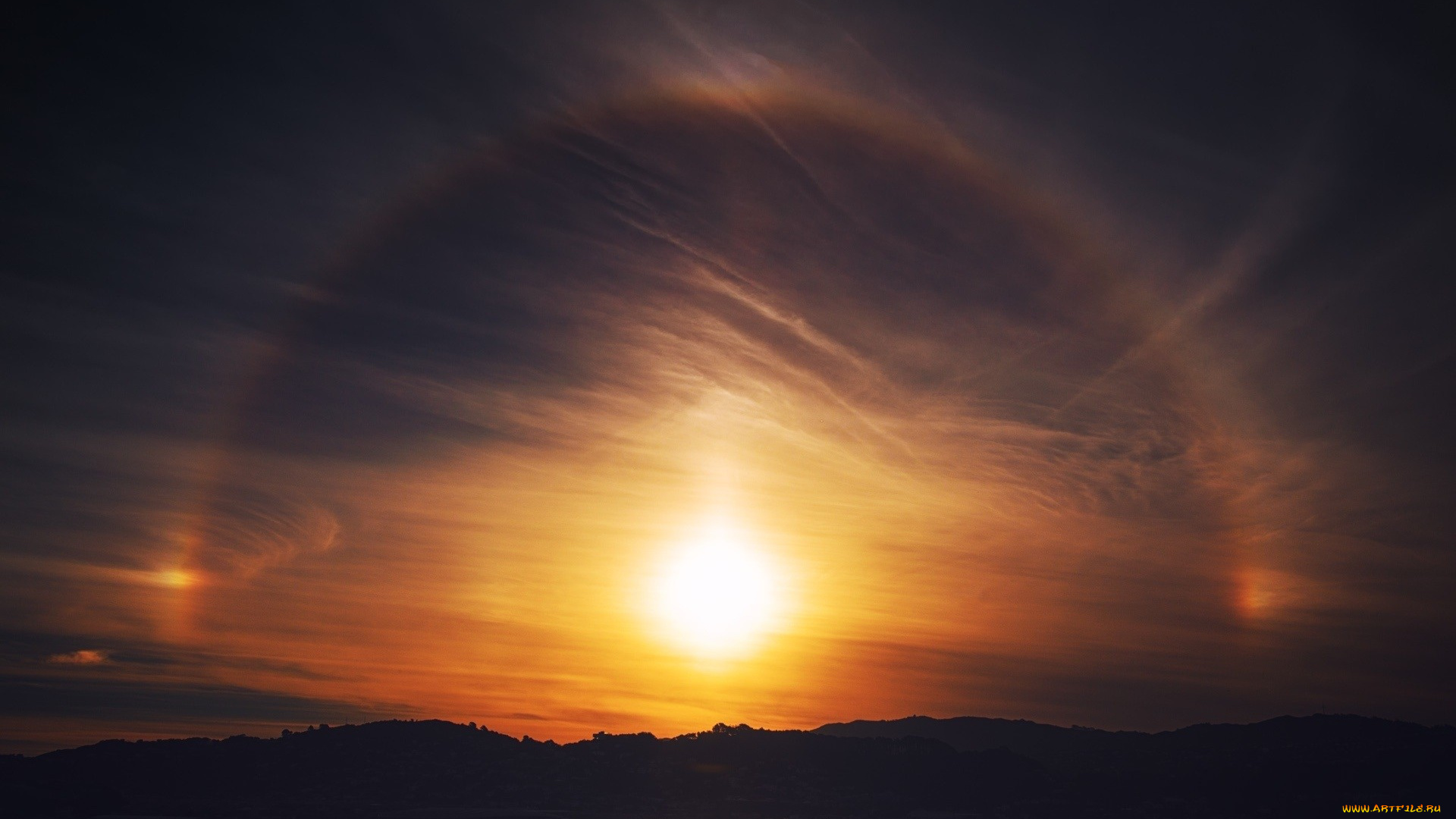 солнечное, гало, природа, восходы, закаты, солнце, закат, гало, небо, облака, радуга, пейзаж