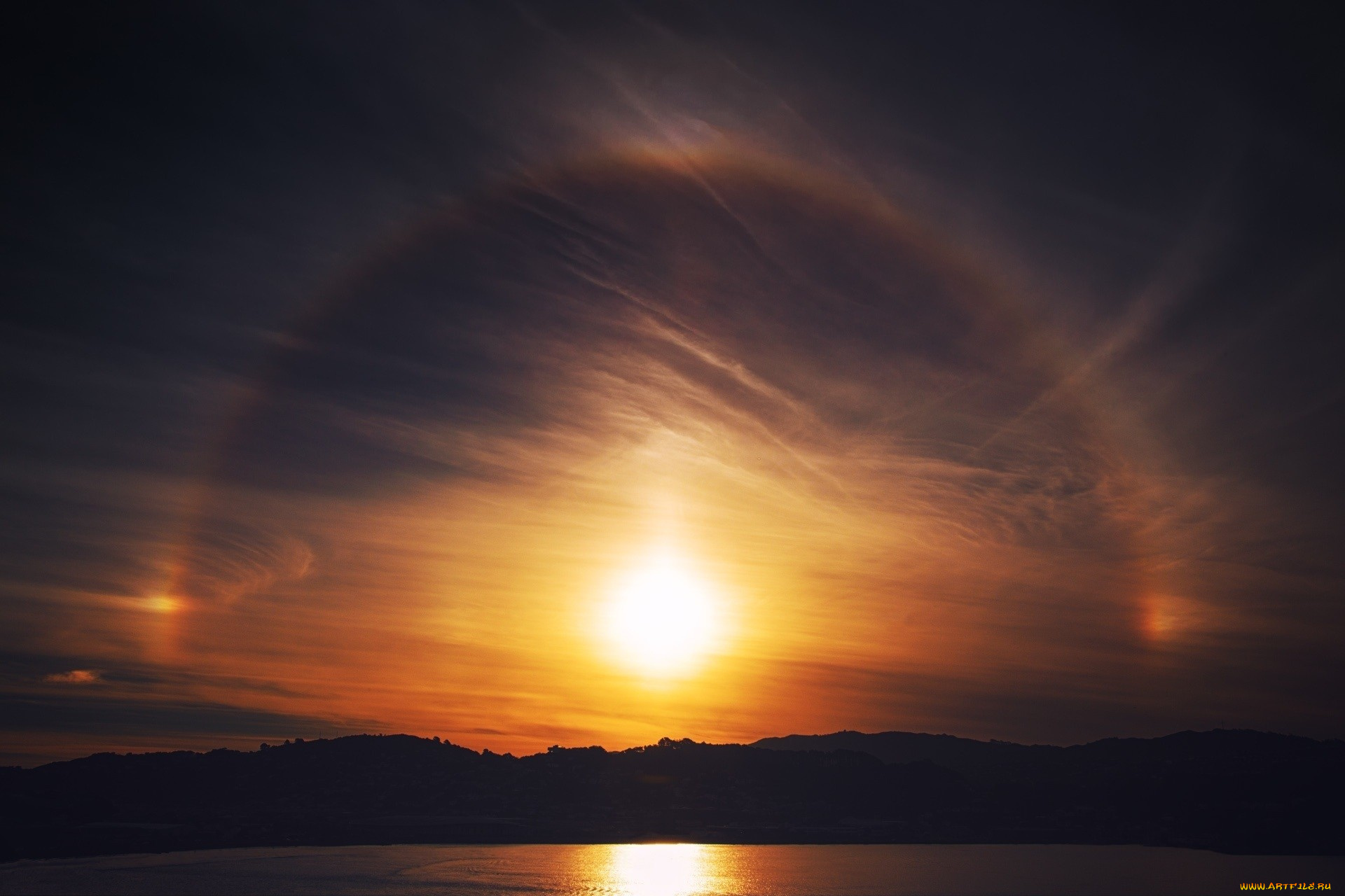 солнечное, гало, природа, восходы, закаты, солнце, закат, гало, небо, облака, радуга, пейзаж