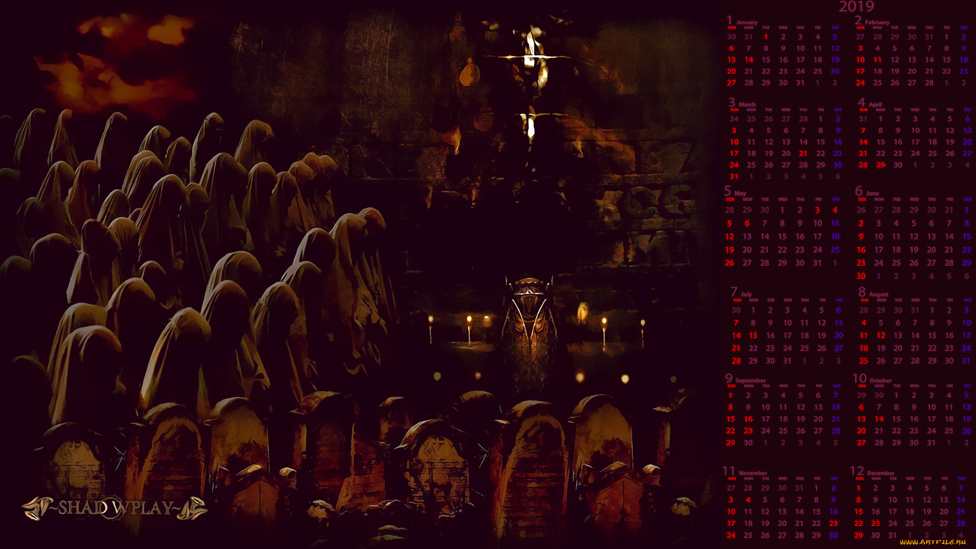 календари, фэнтези, надгробие, кладбище