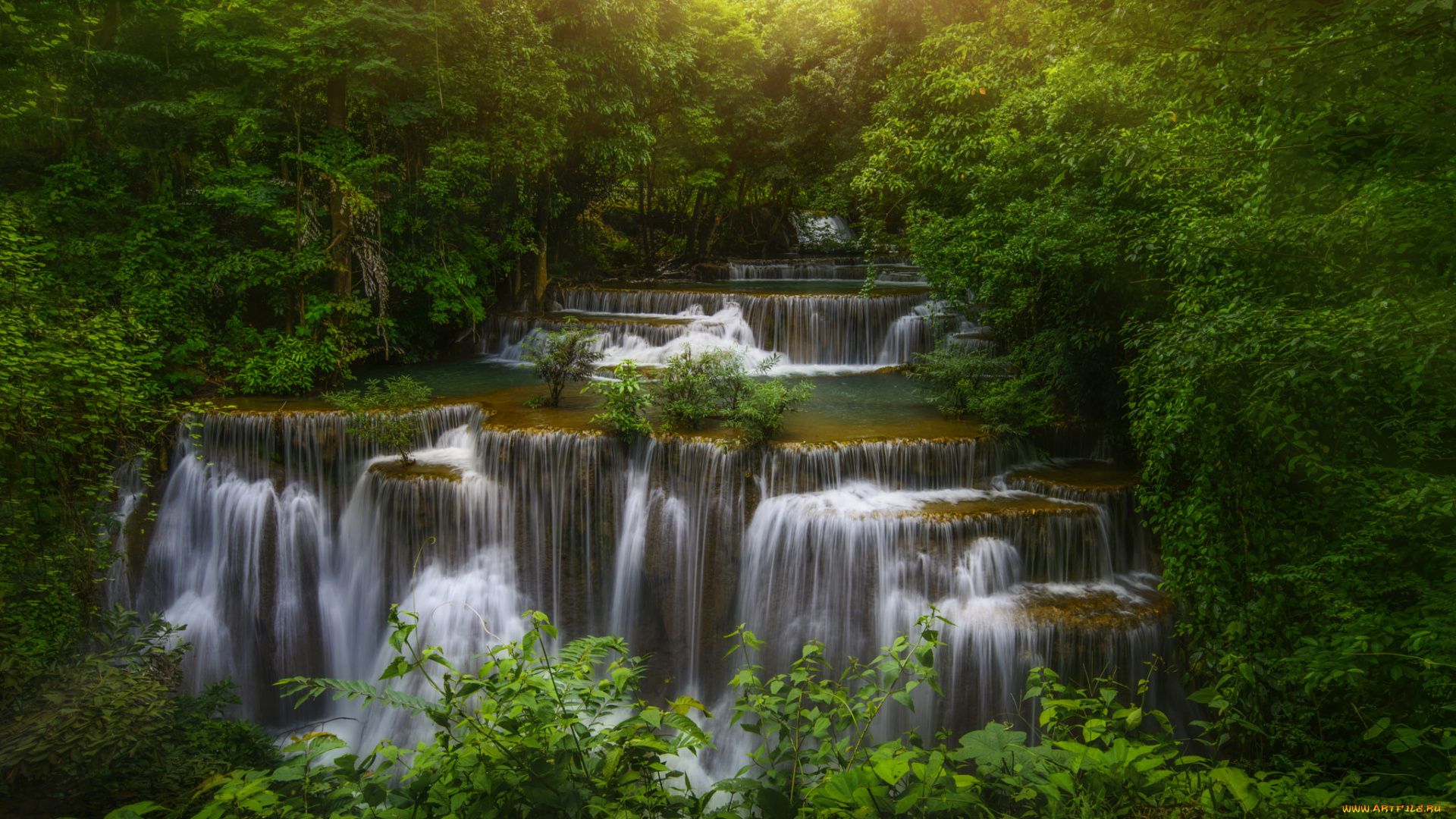 природа, водопады, водопад, река, камни