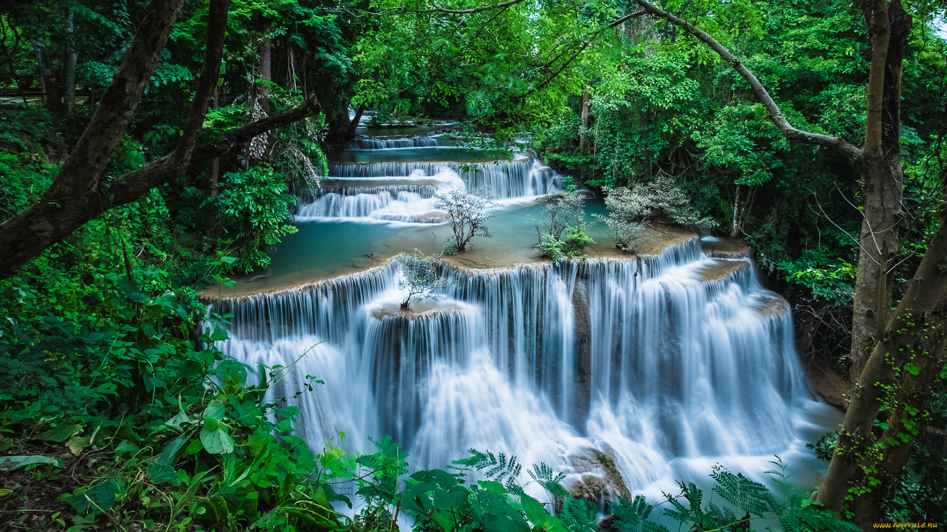 природа, водопады, водопад, река, камни