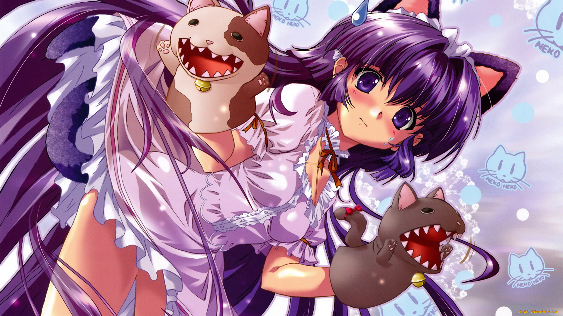 аниме, maburaho, девочка, ушки, фигурки