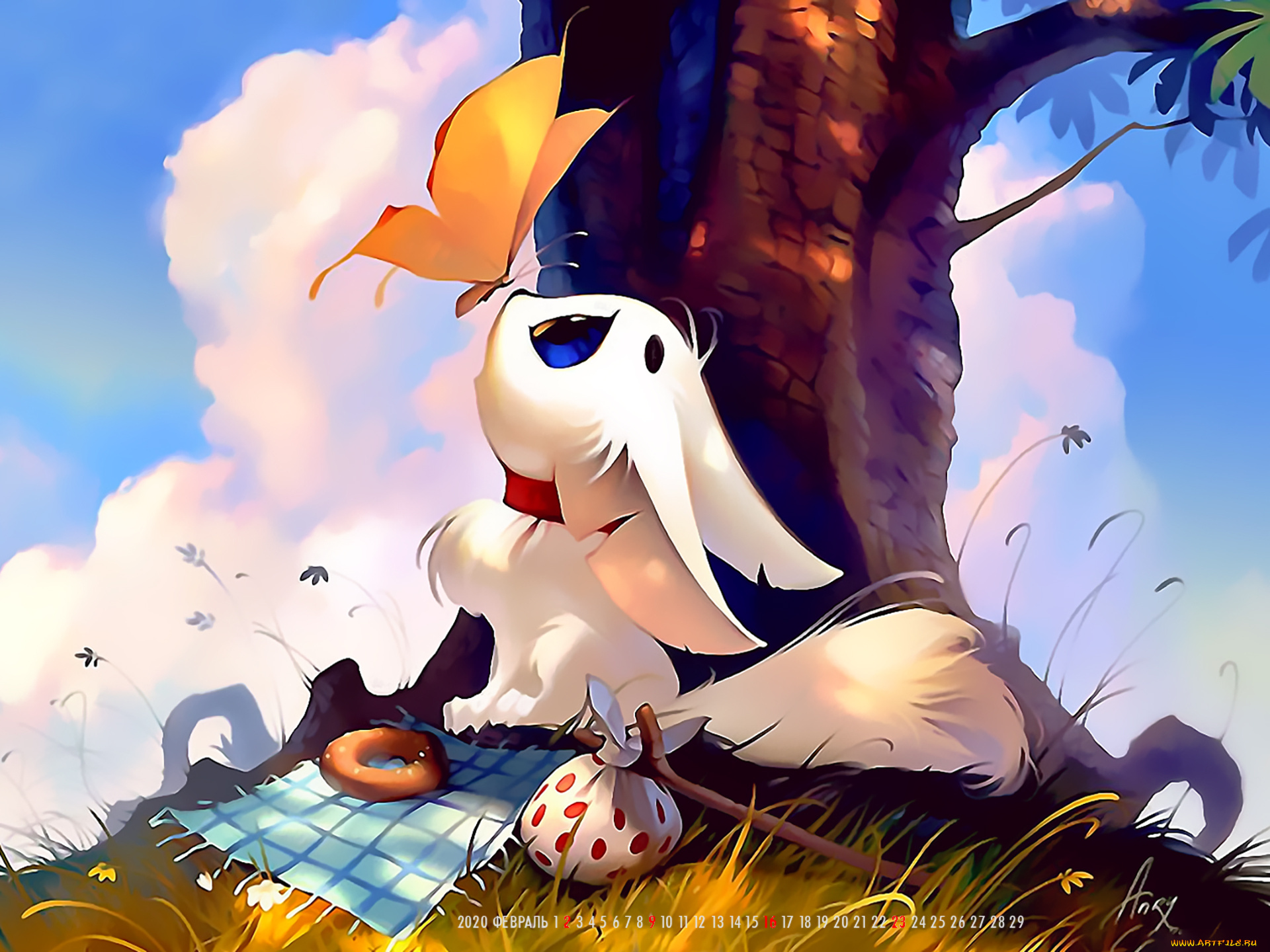 календари, аниме, пикник, животное, белый, еда, бабочка, calendar, 2020