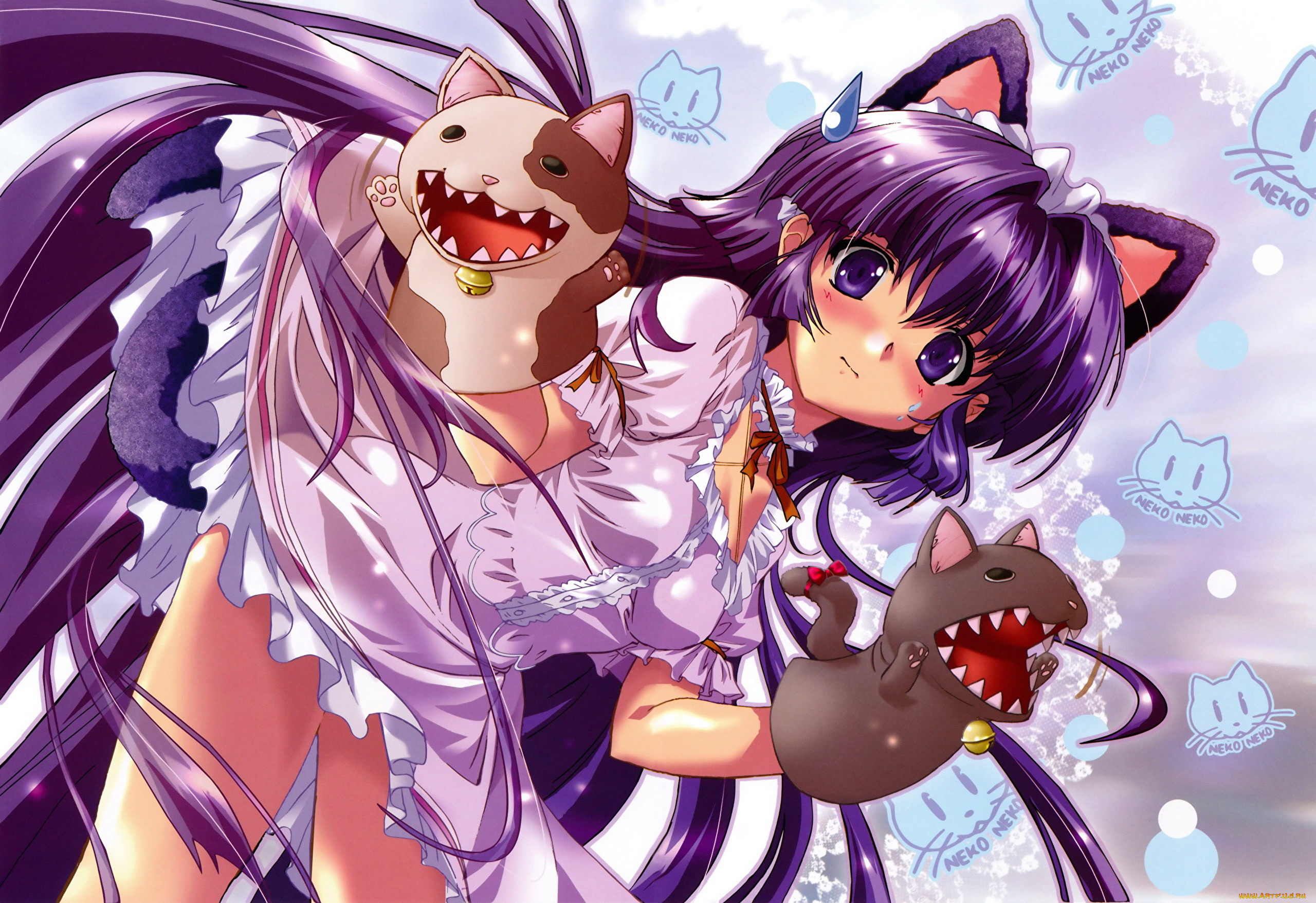 аниме, maburaho, девочка, ушки, фигурки