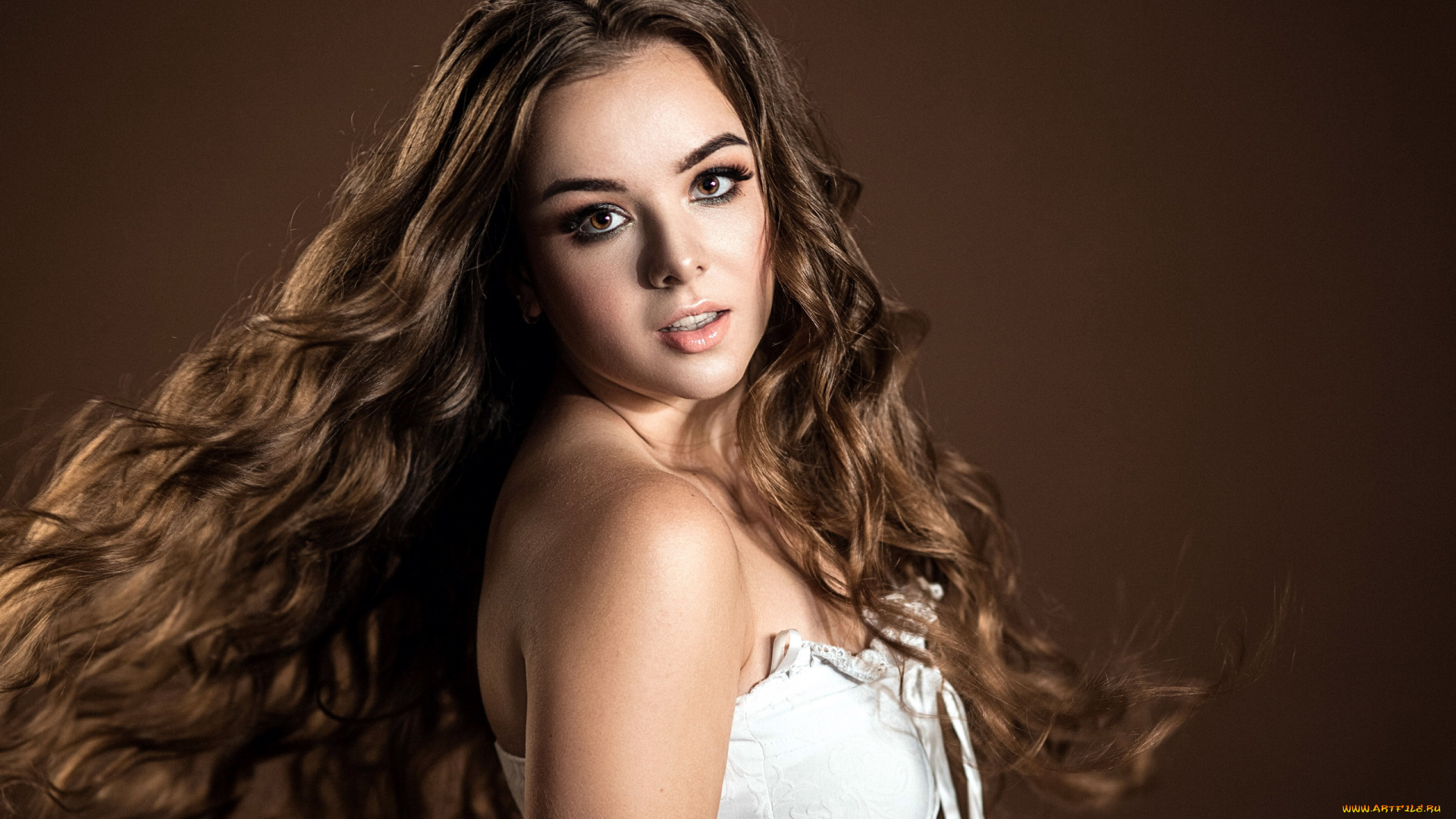 девушки, -, лица, , портреты, шатенка, локоны