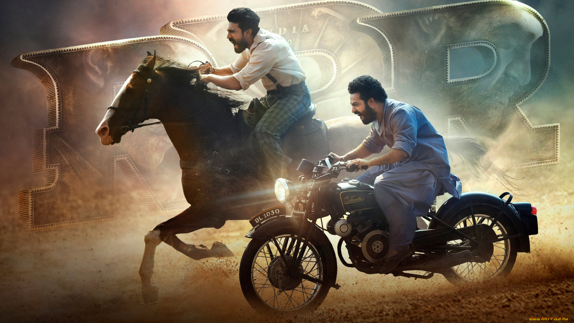 rrr, , , 2021, , кино, фильмы, -unknown, , другое, rrr, боевик, драма, индия, постер, ram, charan, teja, ntr, jr