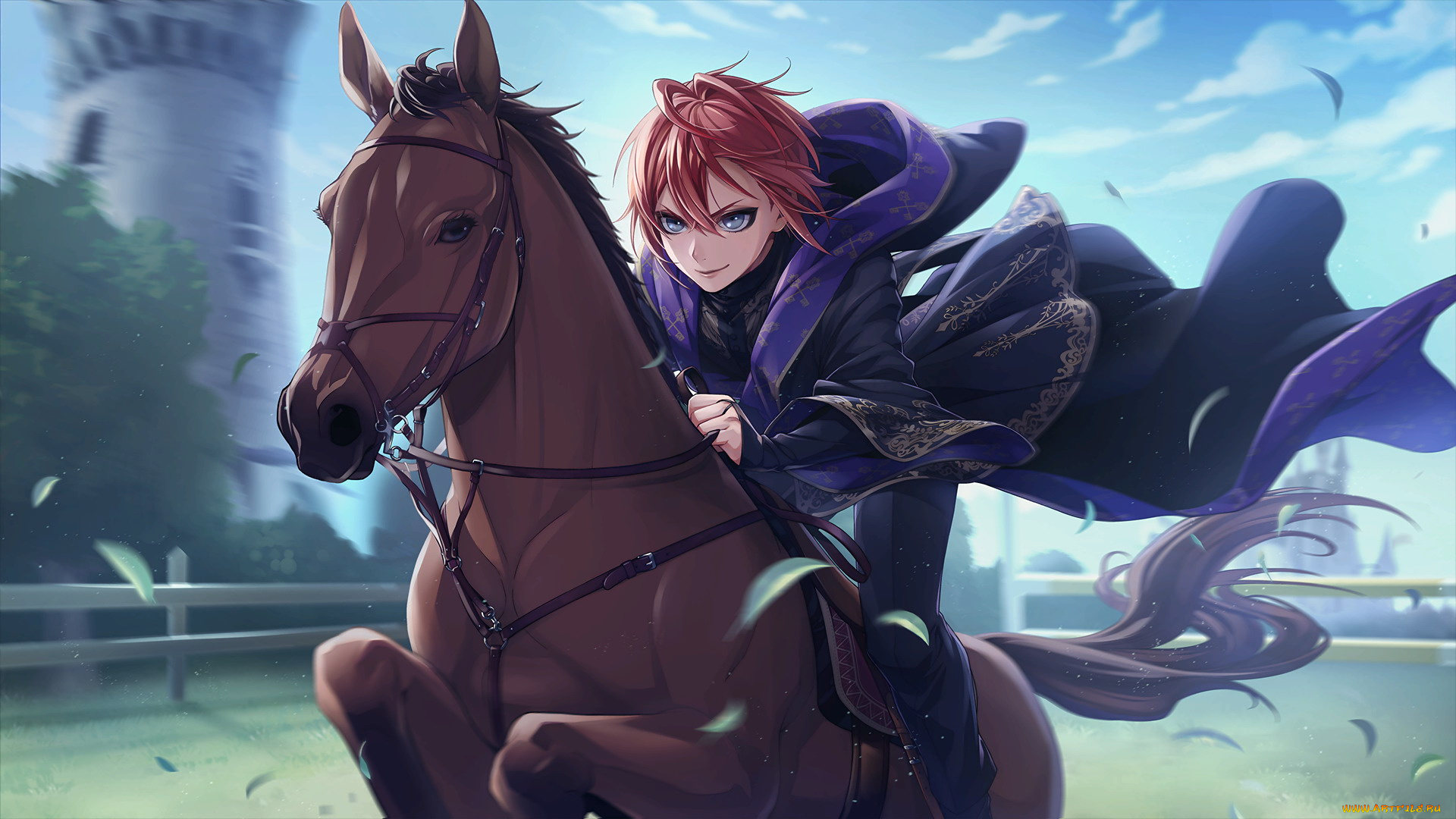 twisted, wonderland, аниме, парень, лошадь, всадник, барьер