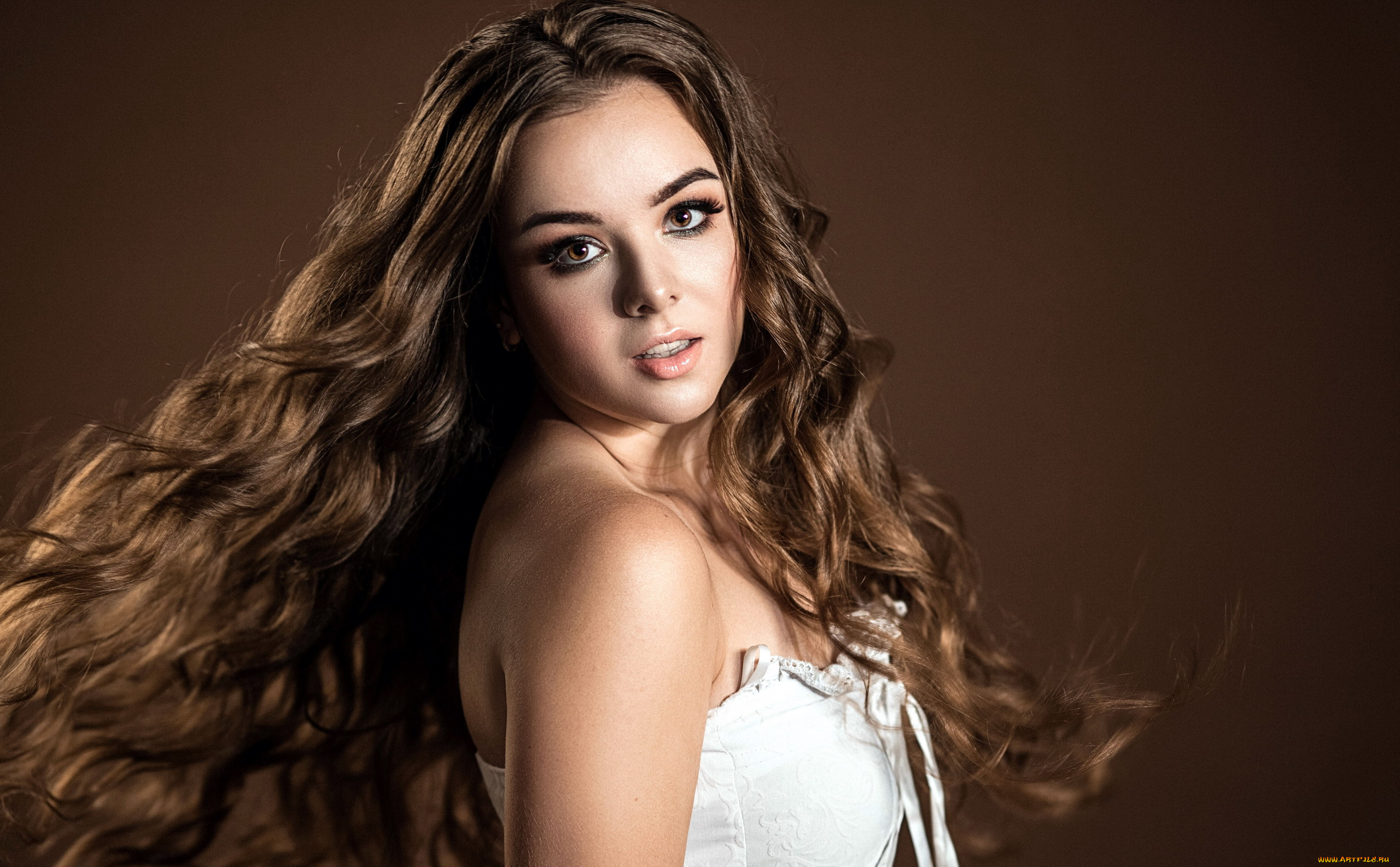 девушки, -, лица, , портреты, шатенка, локоны