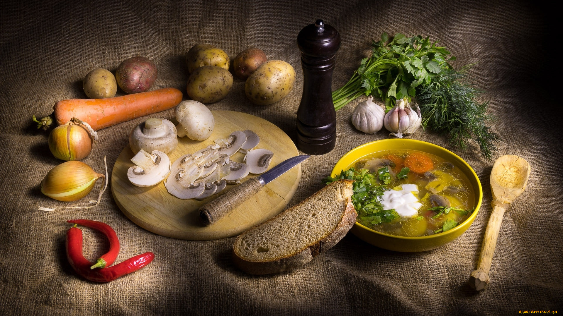 еда, первые, блюда, грибной, суп