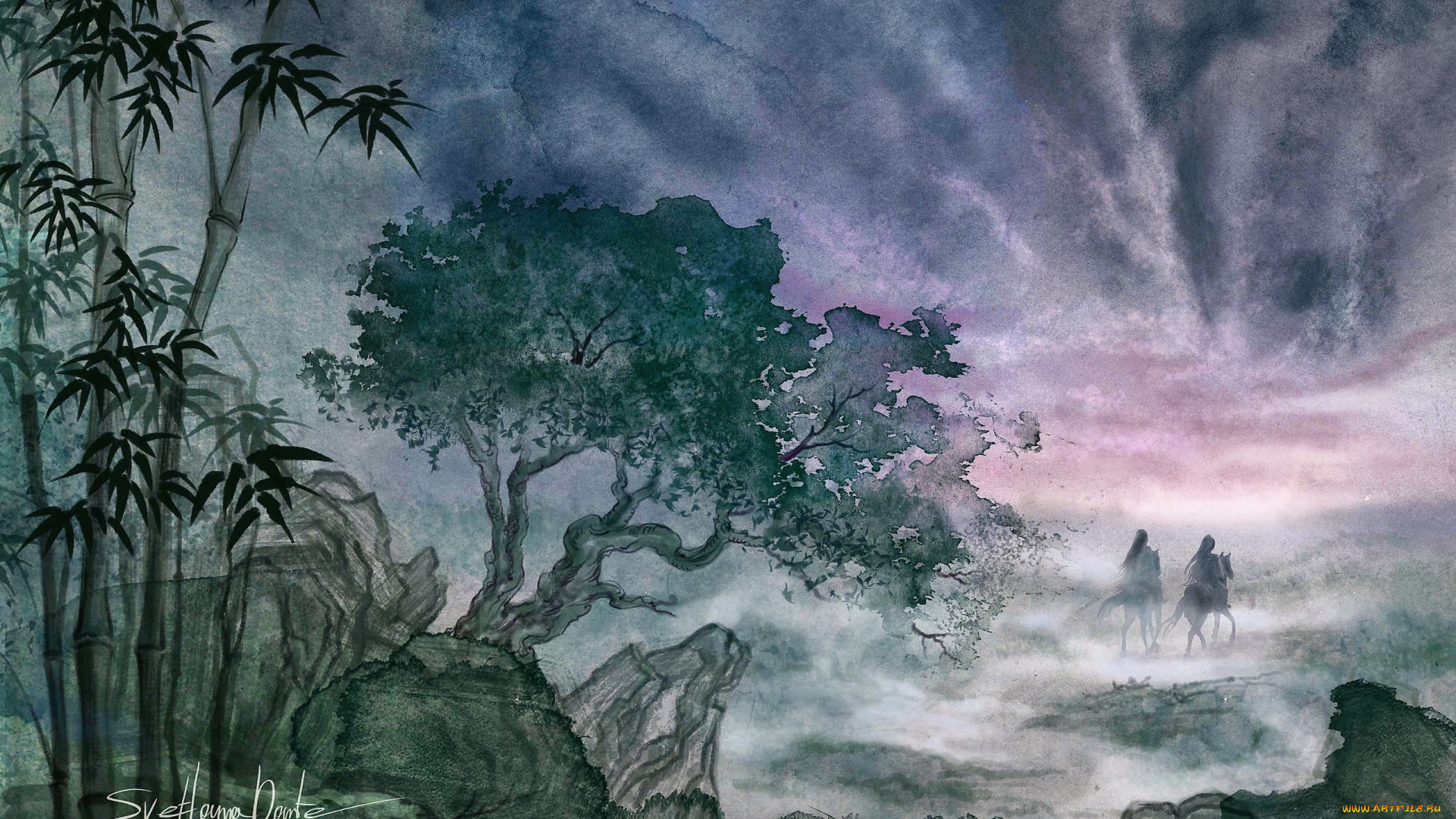 рисованное, кино, , мультфильмы, всадники, деревья, скалы