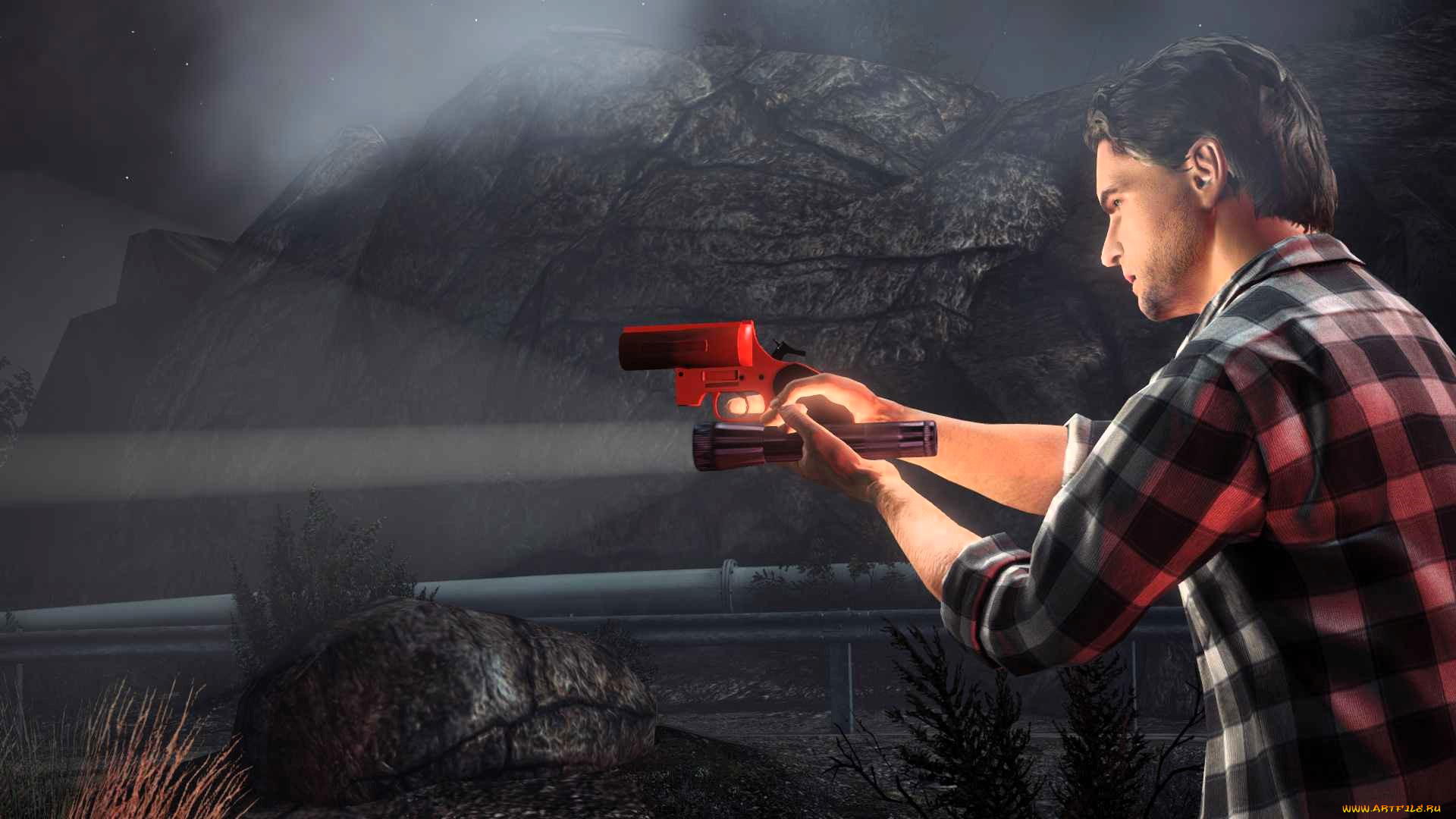 видео, игры, alan, wake`s, american, nightmare, алан, пистолет, фонарь