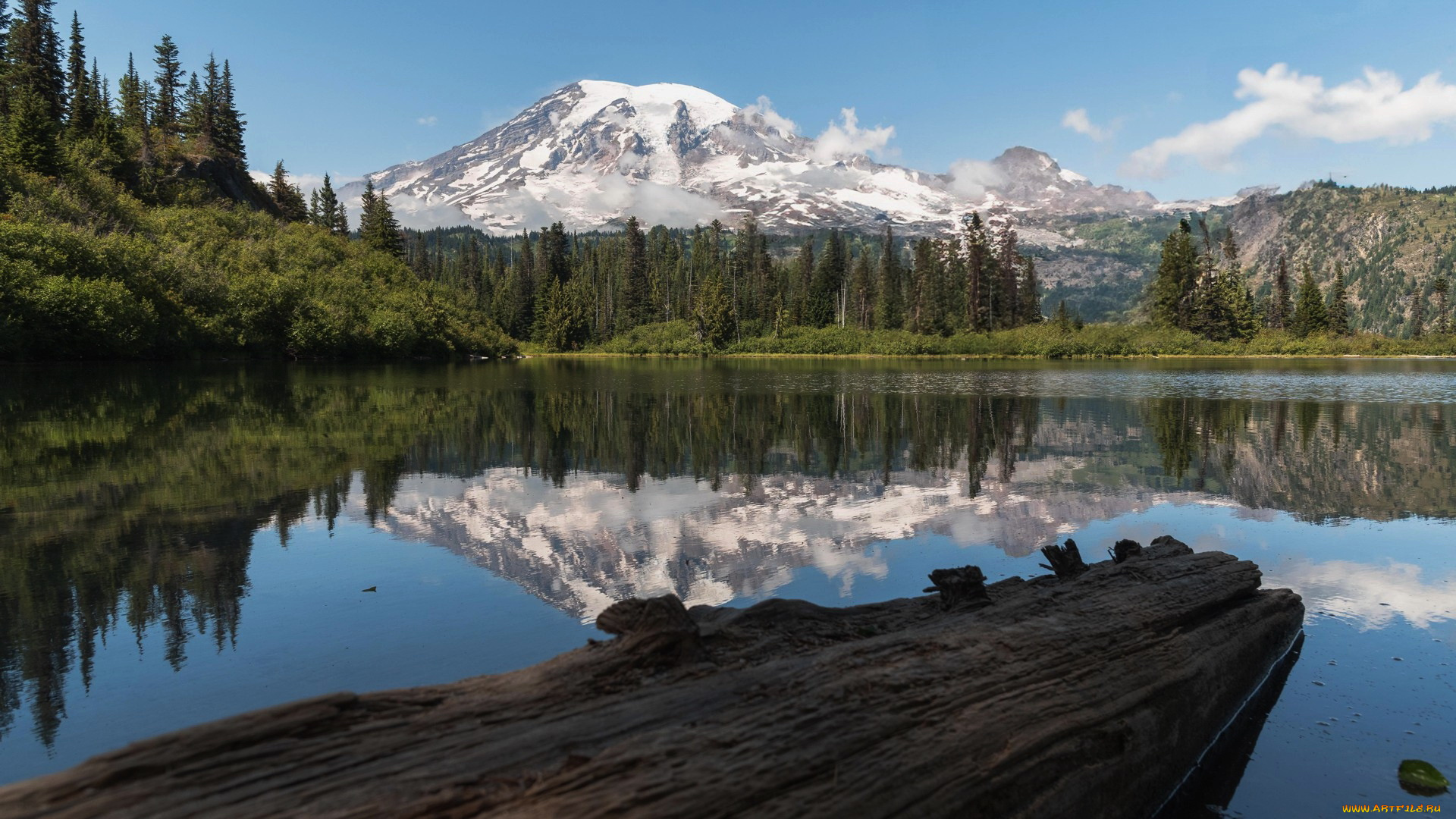 bench, lake, mt, rainier, washington, природа, реки, озера, bench, lake, mt, rainier