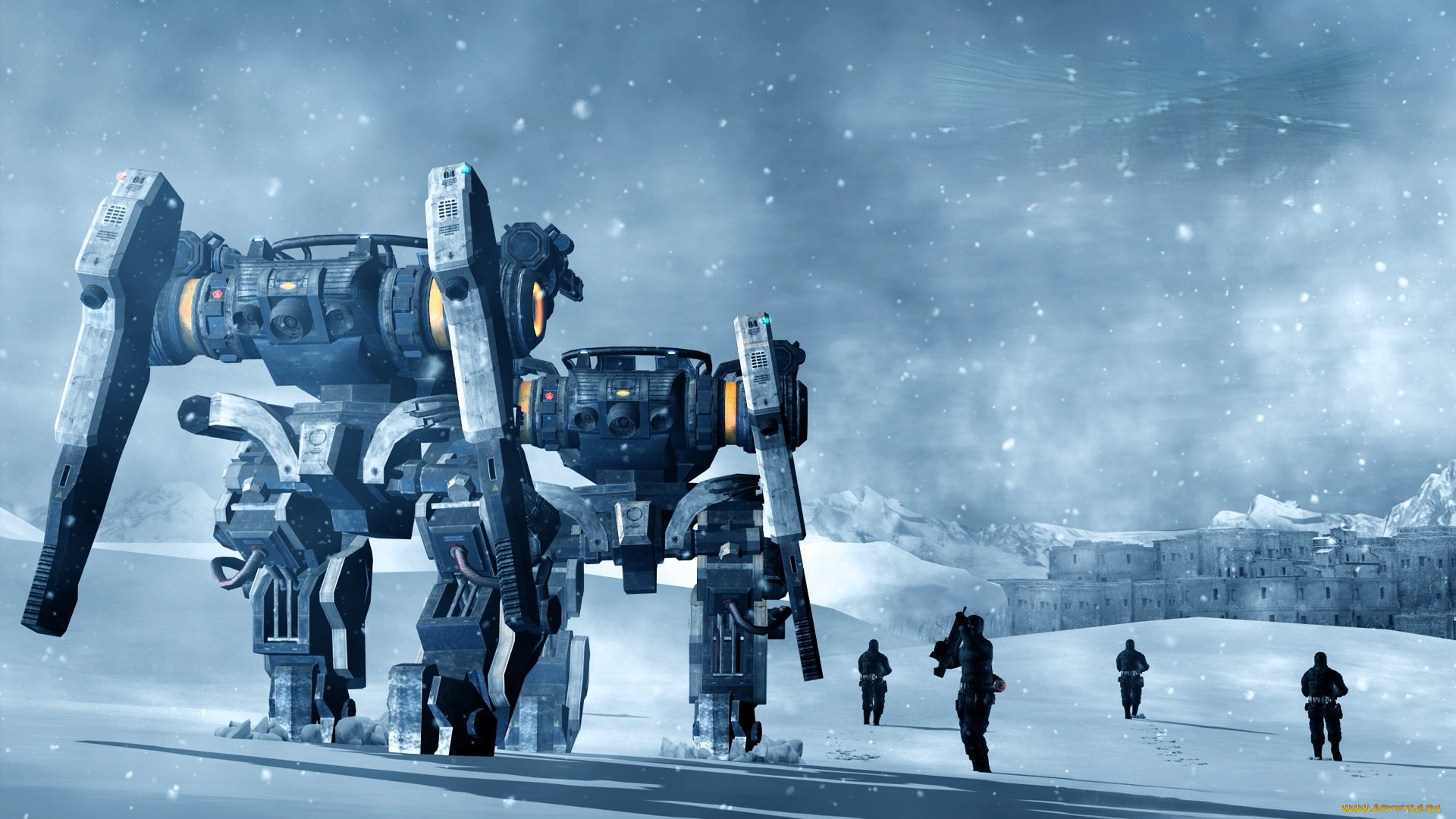 видео, игры, lost, planet, , extreme, condition, роботы, снег, люди