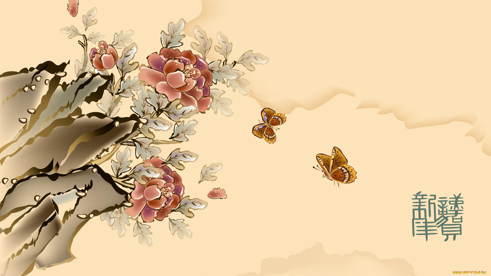 рисованные, цветы