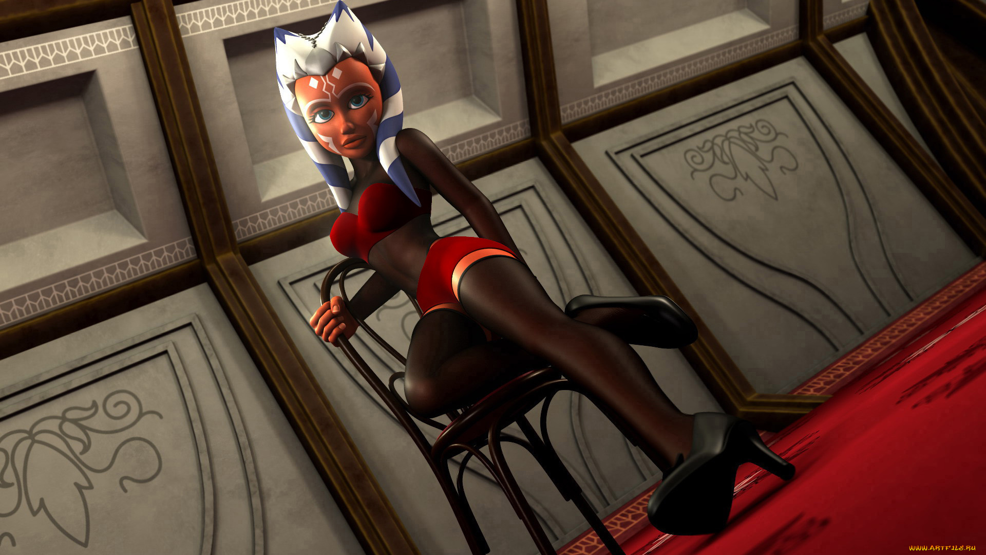 3д, графика, creatures, существа, девушка, комната