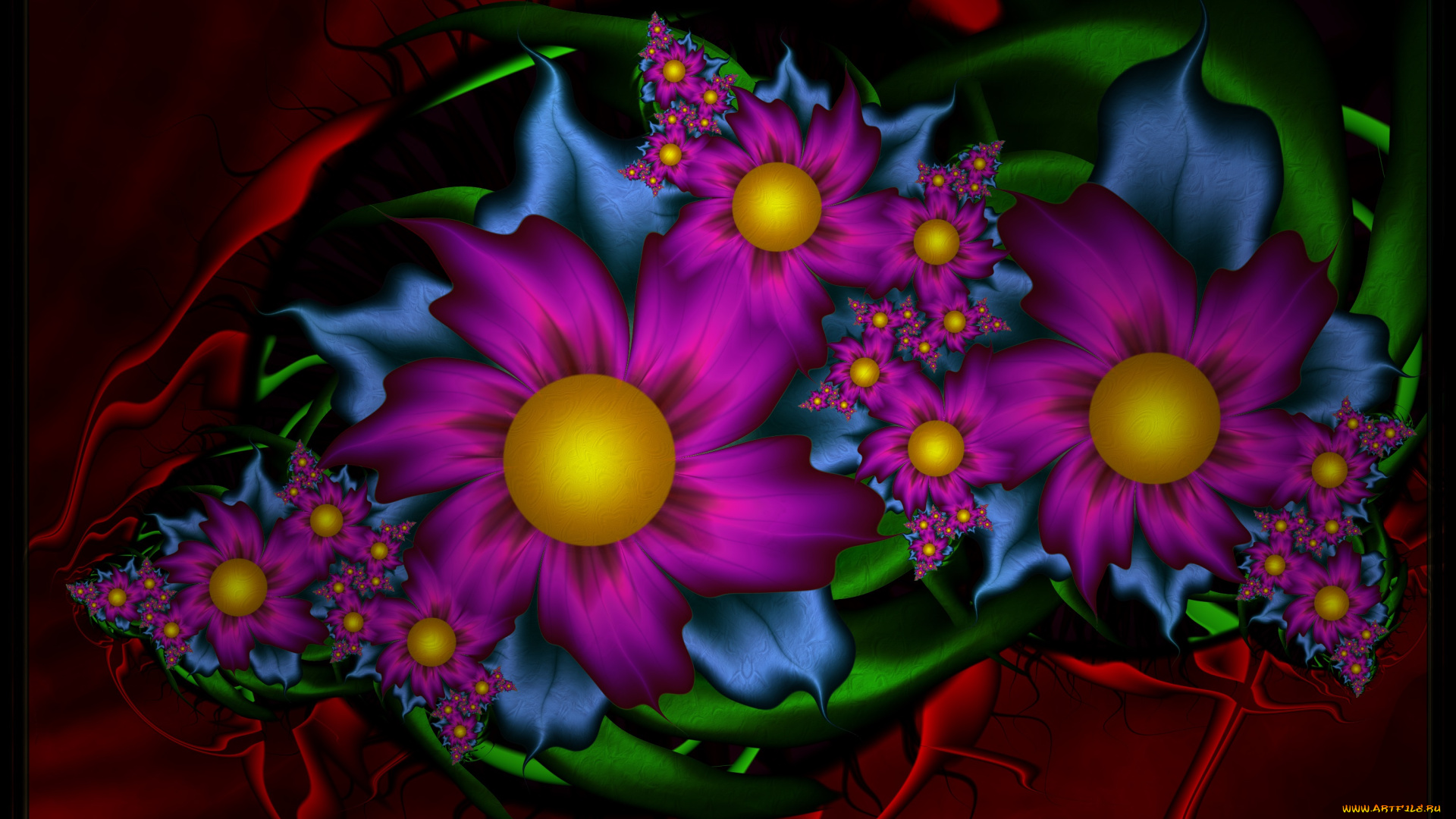 3д, графика, flowers, цветы, фон, узор, лепестки