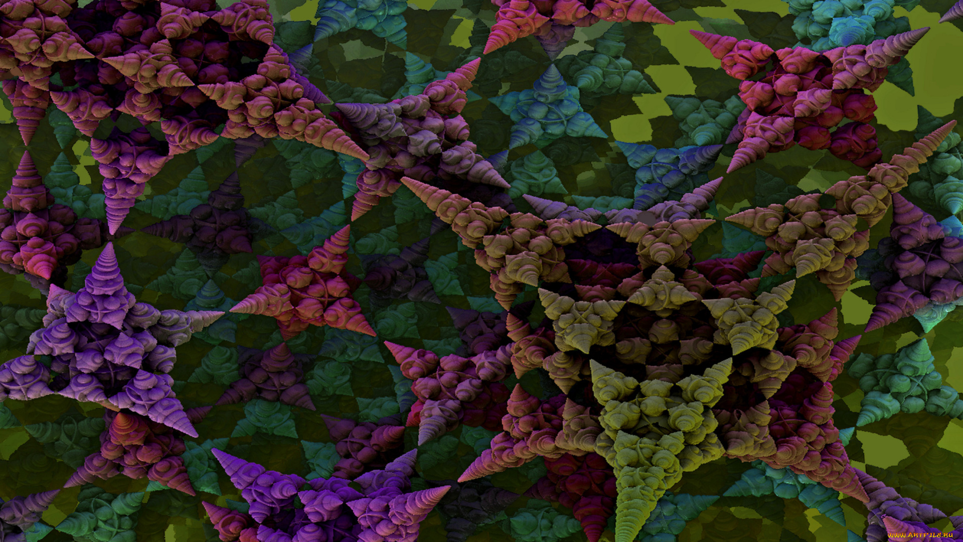 3д, графика, fractal, фракталы, узор, фон, цвета