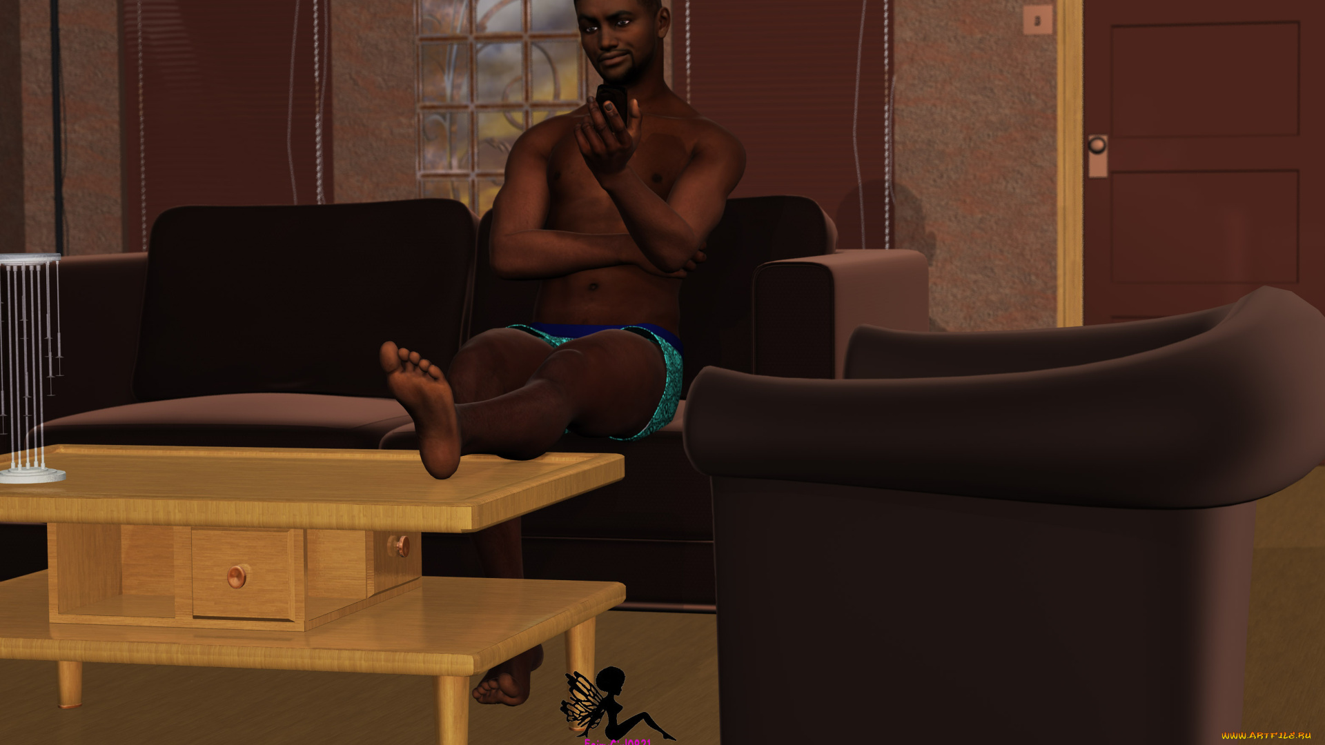 3д, графика, people, люди, стол, мужчина, диван