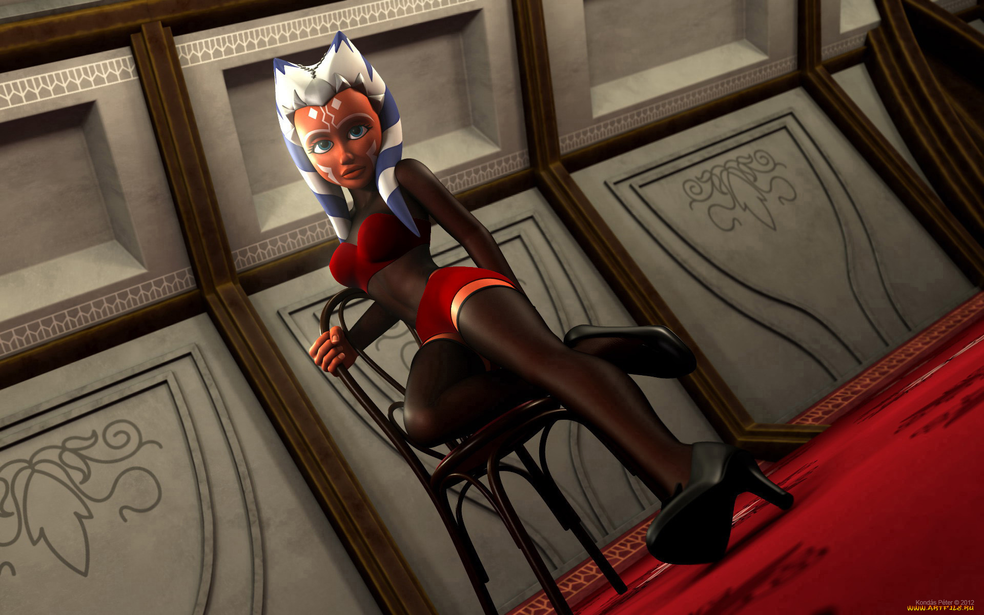 3д, графика, creatures, существа, девушка, комната